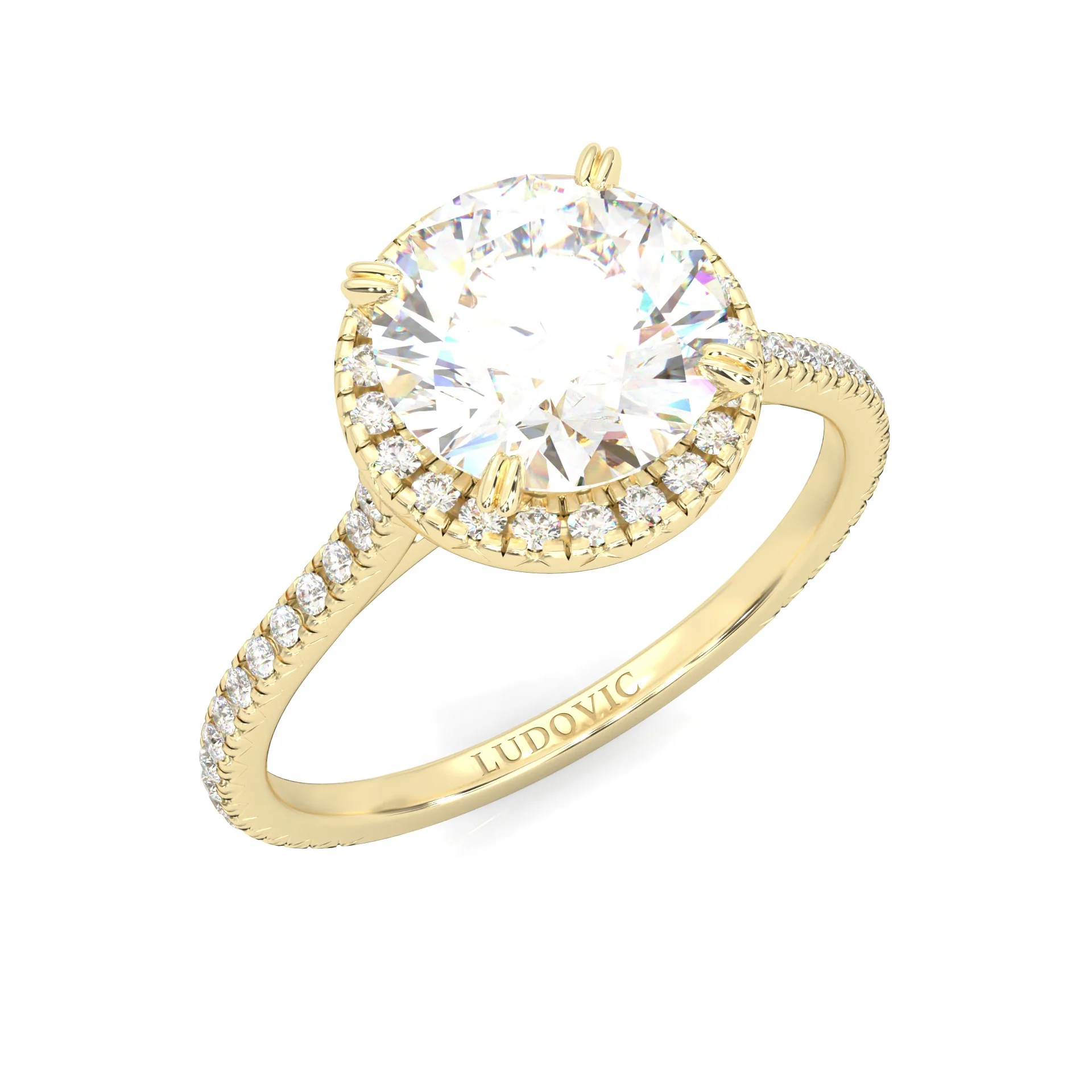 The Luminous Halo Moissanite Engagement Ring ( Yellow Gold 14K ) - Image 6