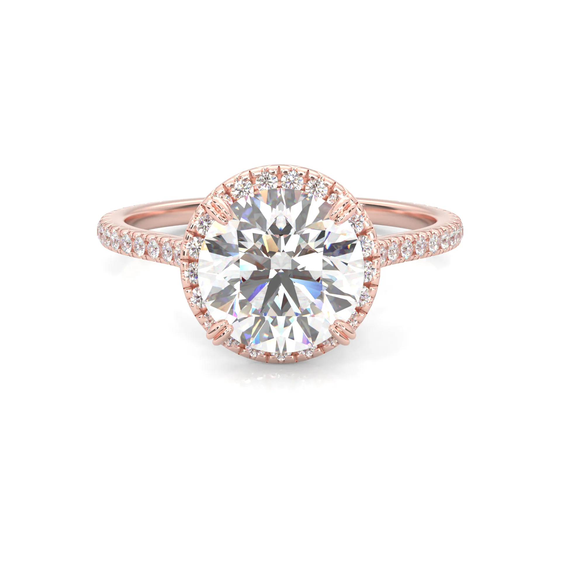 The Luminous Halo Moissanite Wedding Set (14k Solid Rose Gold) - Image 2