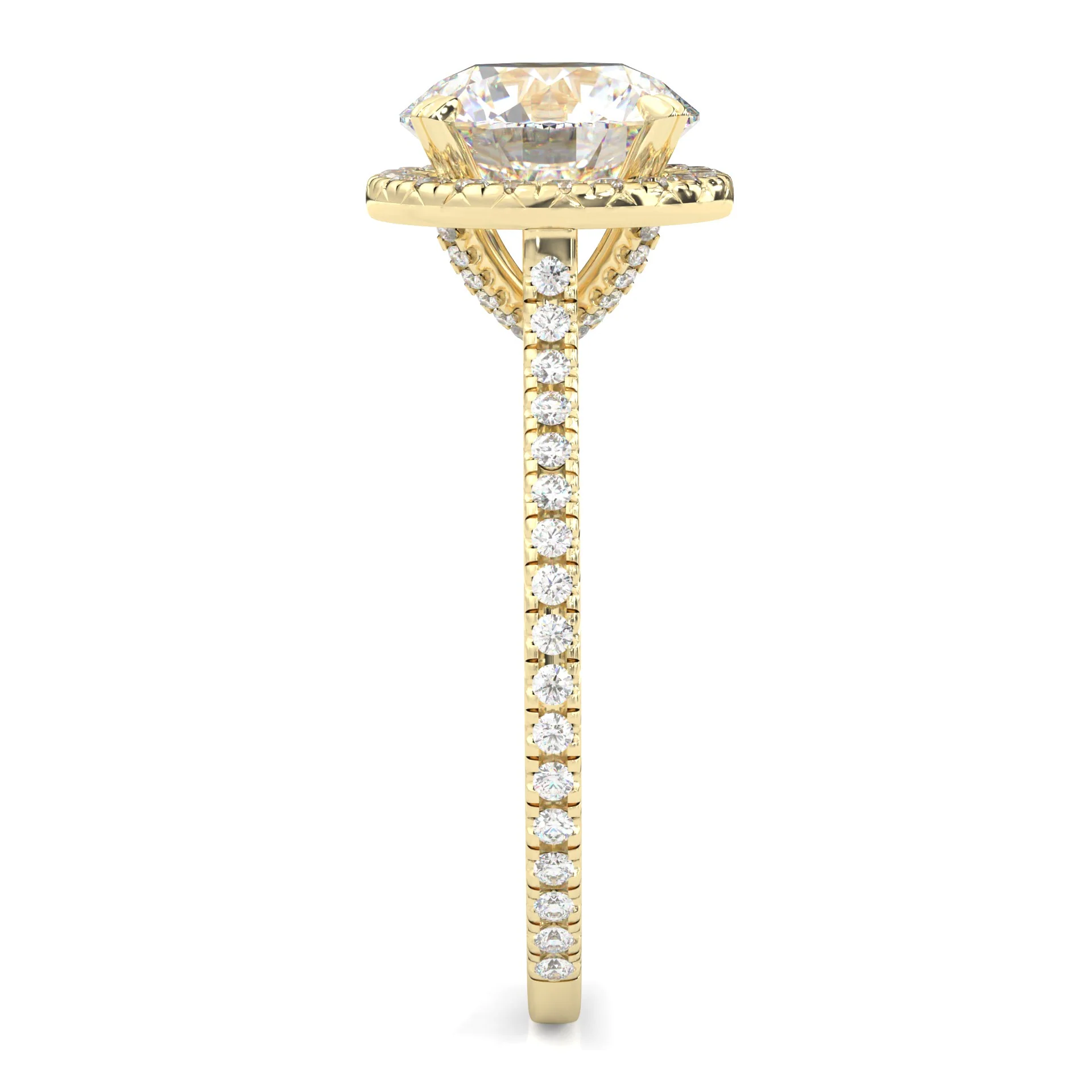 The Luminous Halo Moissanite Wedding Set (14k Solid Yellow Gold) - Image 5