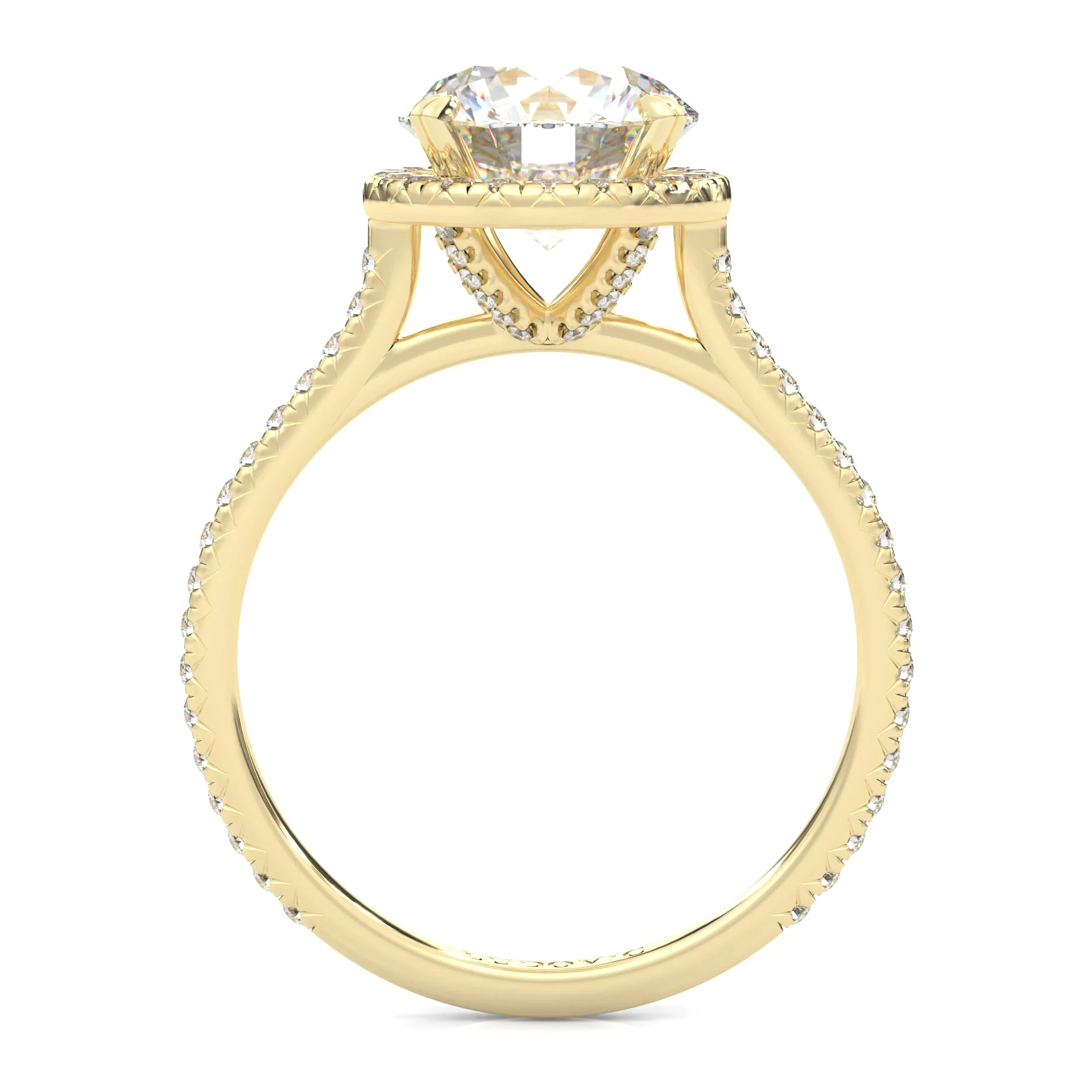 The Luminous Halo Moissanite Wedding Set (14k Solid Yellow Gold) - Image 7