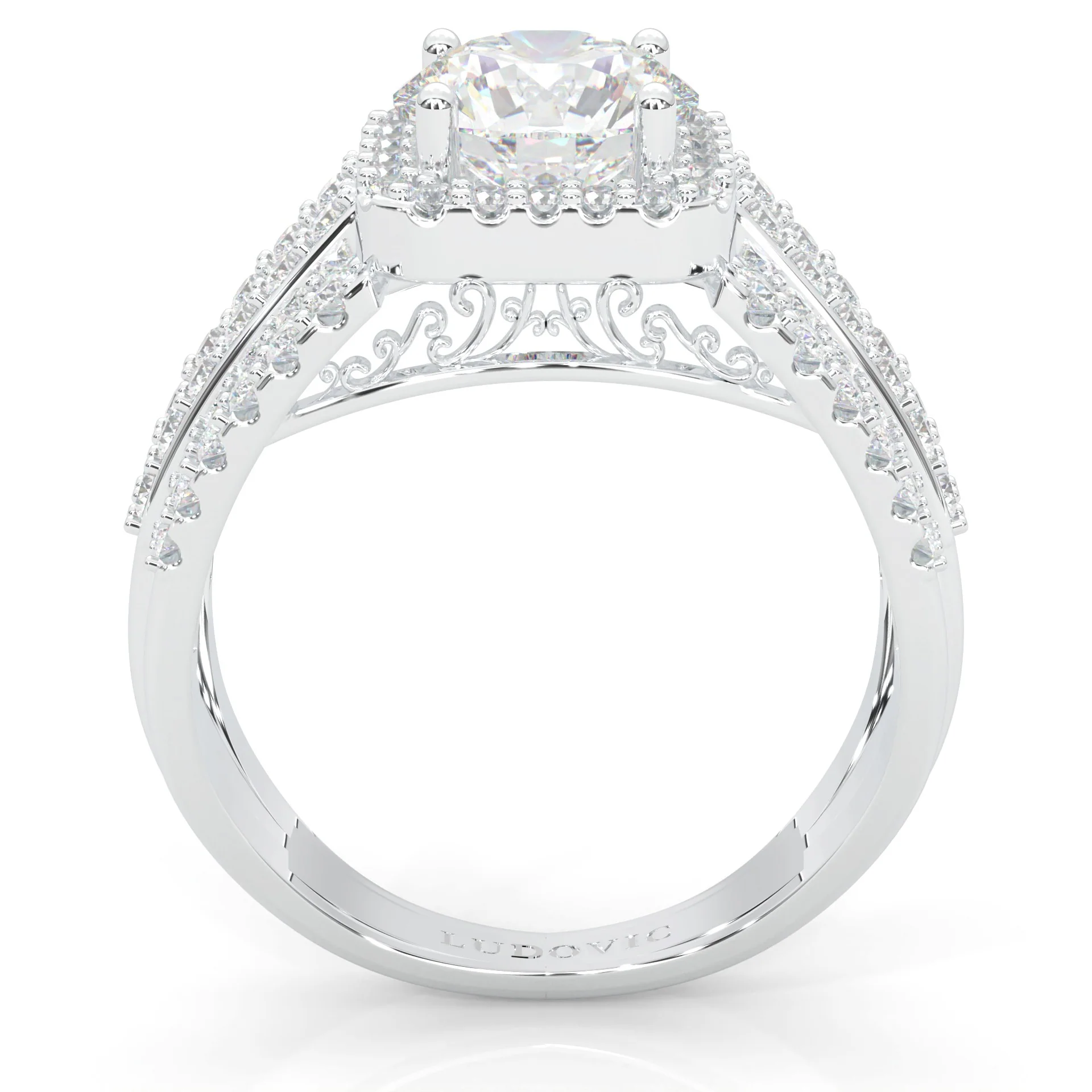 The Multi-Row Moissanite Cocktail Ring Platinum-Plated Silver - Image 3