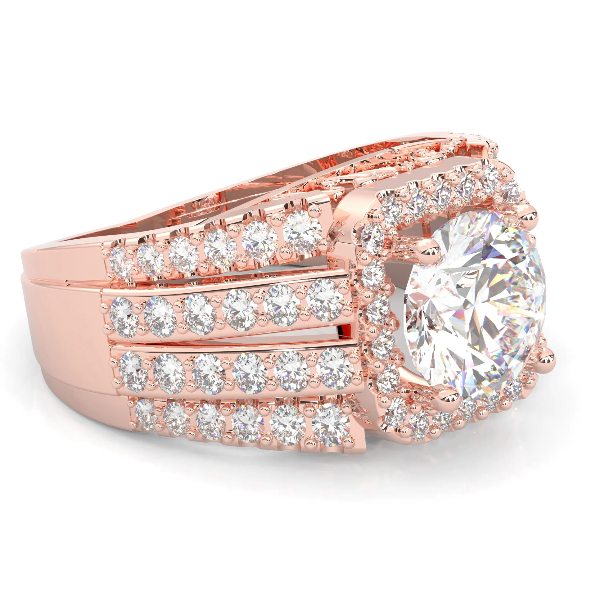 The Multi-Row Moissanite Engagement Ring ( Rose Gold 14k) - Image 2