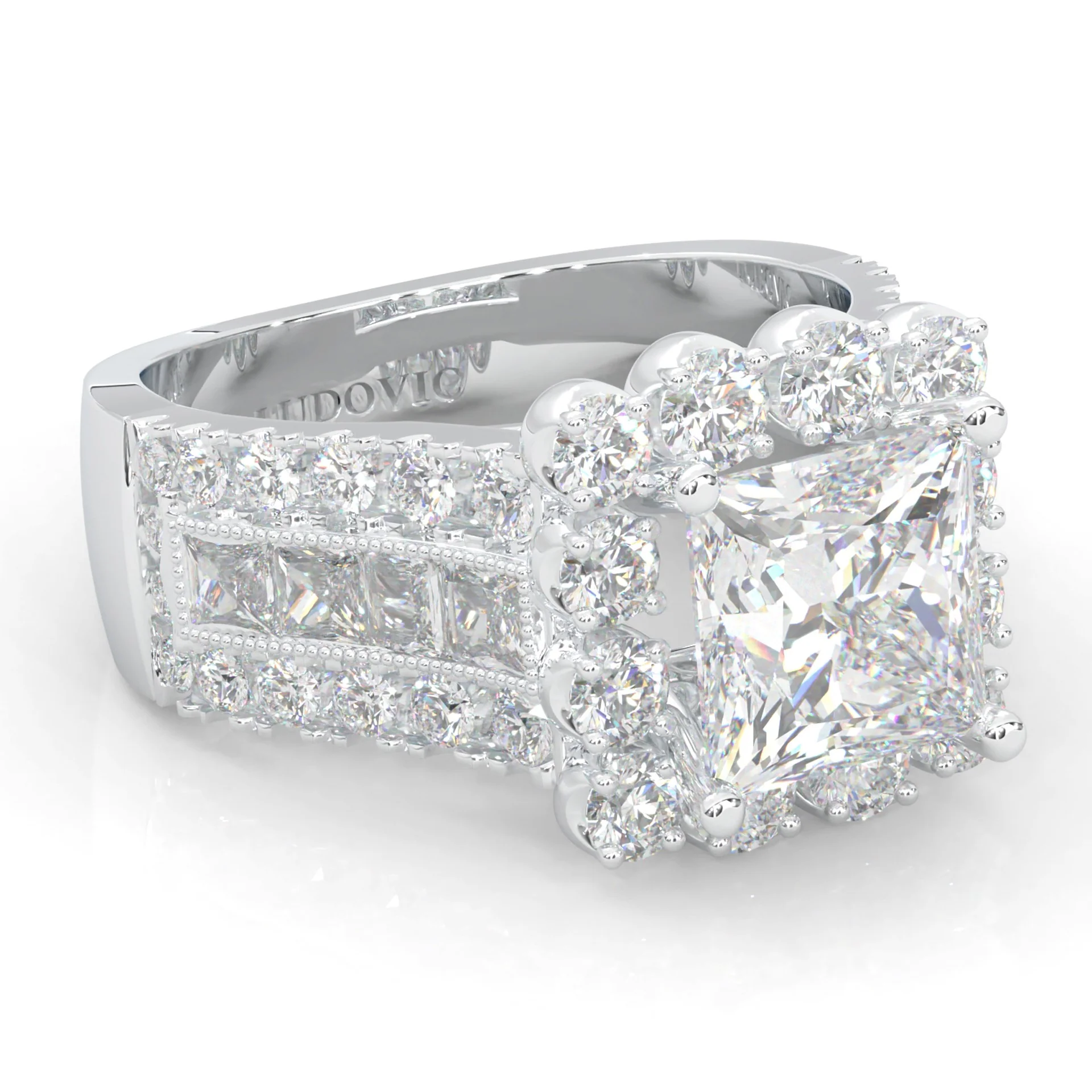 The Princess Halo Cluster Cocktail Ring (14k Solid Gold) - Image 3