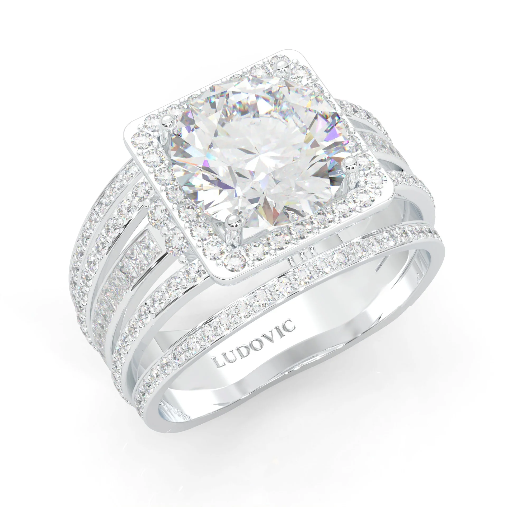 The Quad Halo Moissanite Cocktail Ring (14k Solid Gold) - Image 5
