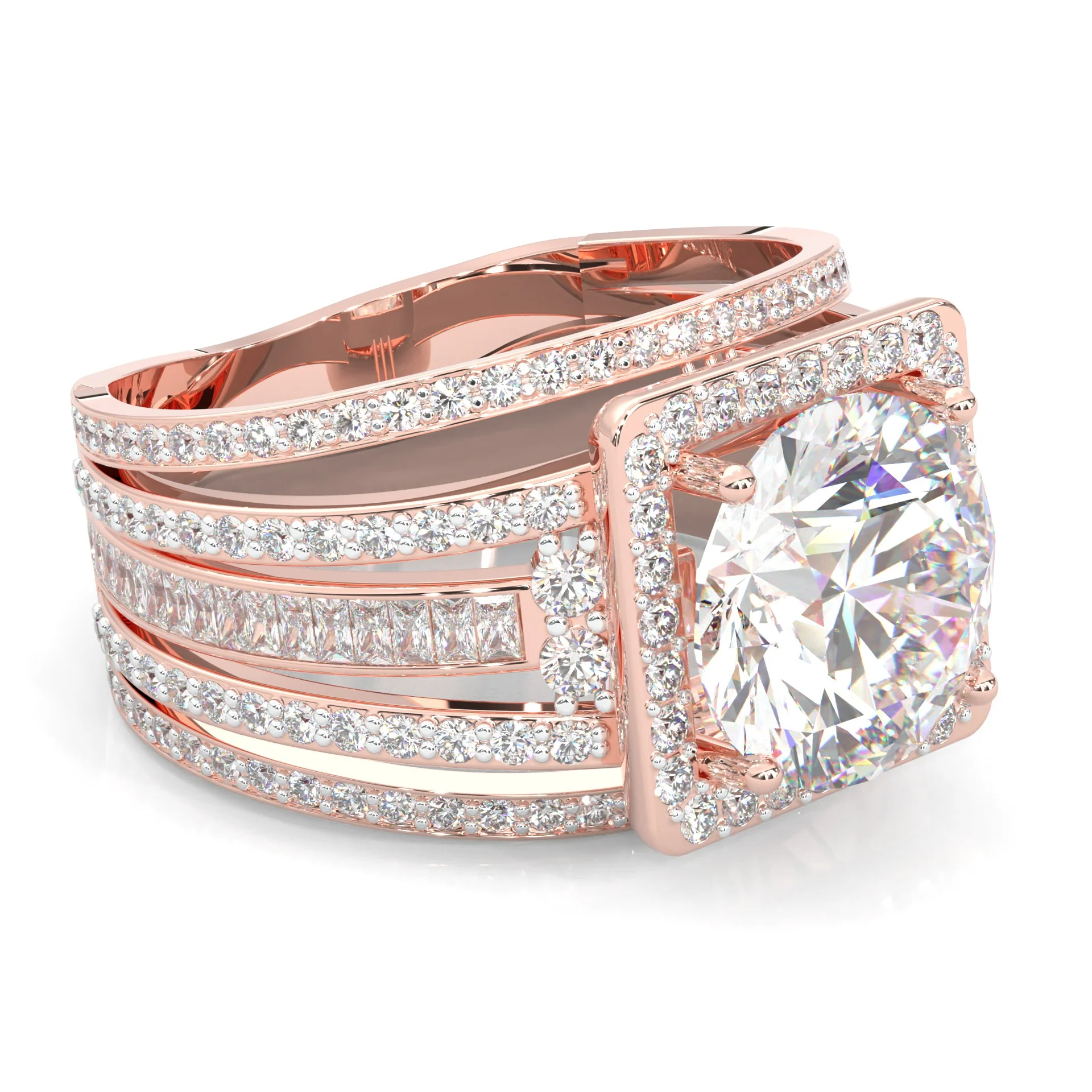 The Quad Halo Moissanite Engagement Ring ( Rose Gold 14k) - Image 2