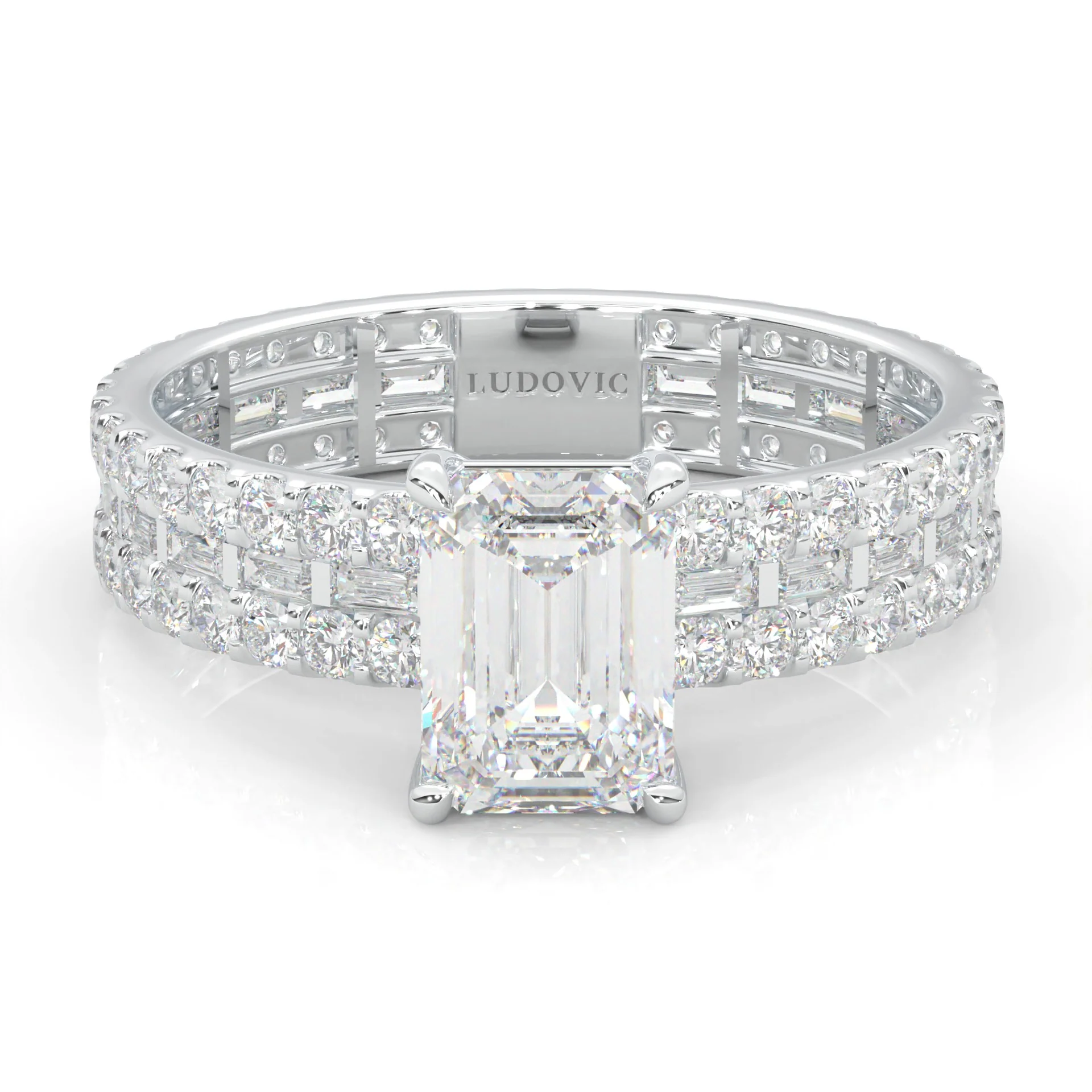 The Royal Emerald Cut Engagement Ring (14k Solid Gold)