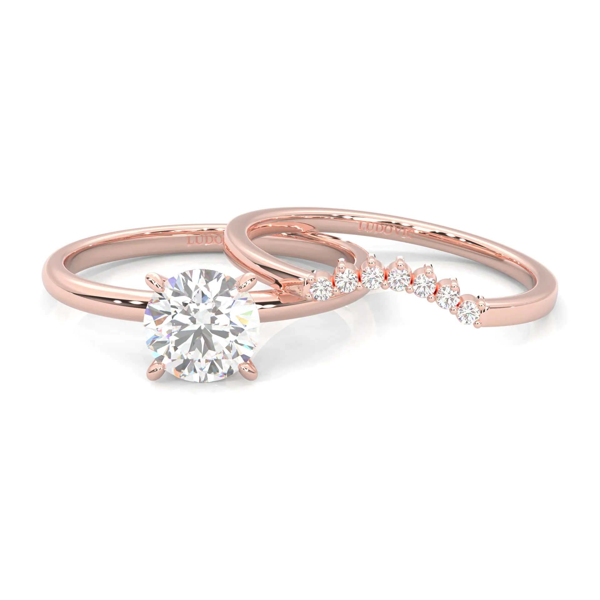 The Simple Love Moissanite Wedding Set ( Rose Gold ) - Image 2