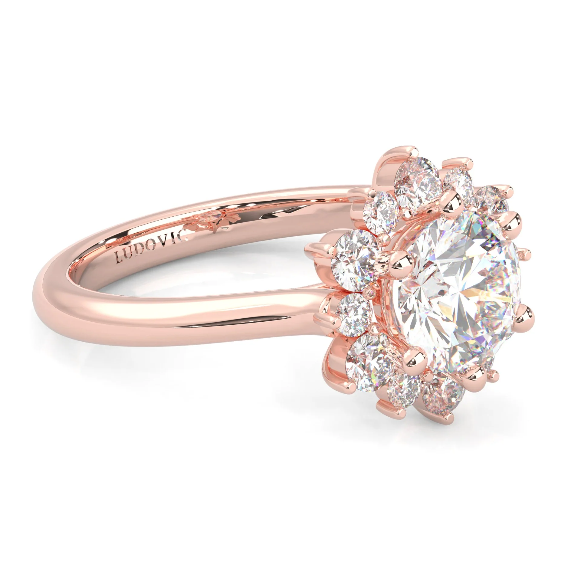 The Starburst Stream Solitaire Engagement Ring ( Rose Gold 14k) - Image 2