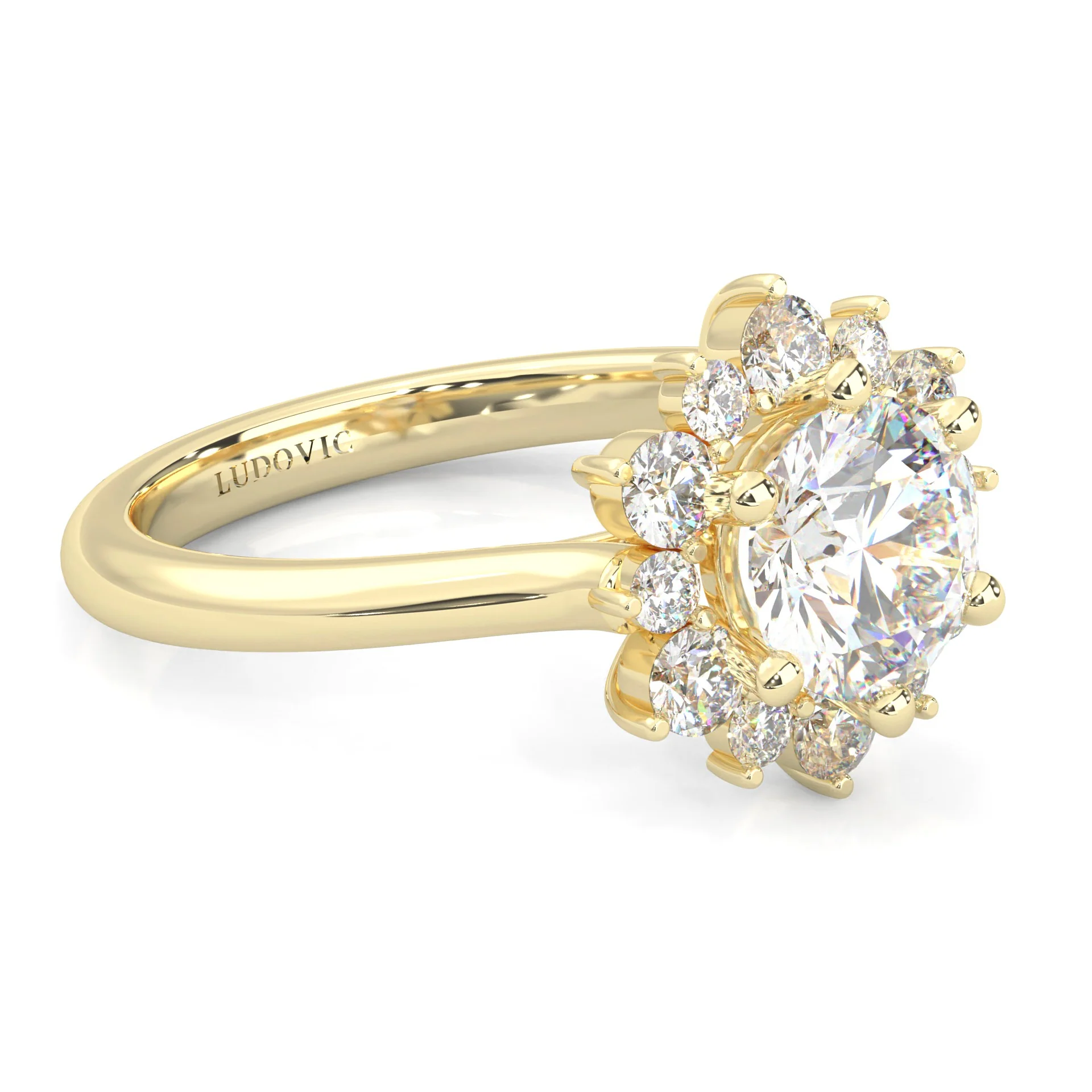 The Starburst Stream Solitaire Engagement Ring  ( Yellow Gold 14k) - Image 2