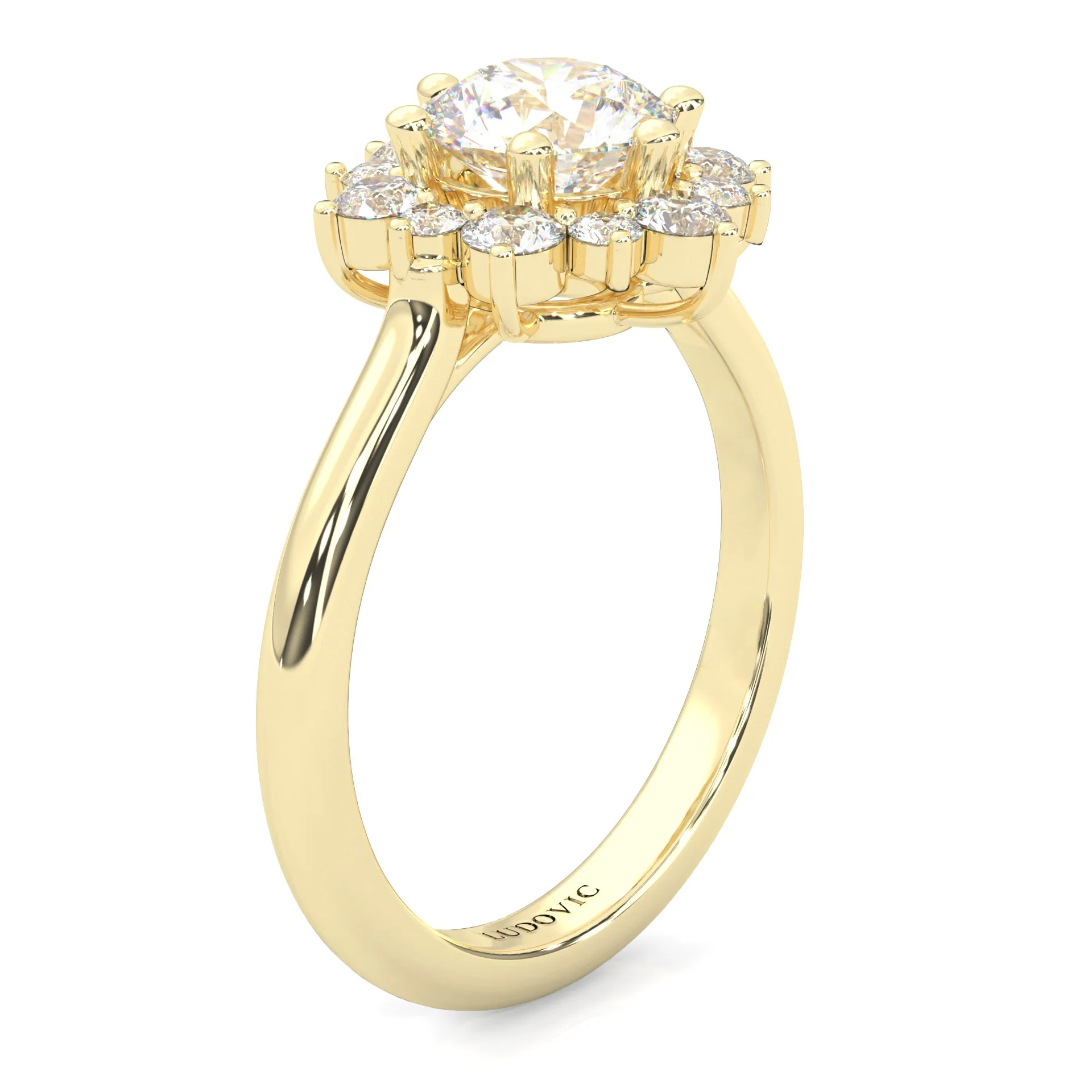The Starburst Stream Solitaire Engagement Ring  ( Yellow Gold 14k) - Image 3