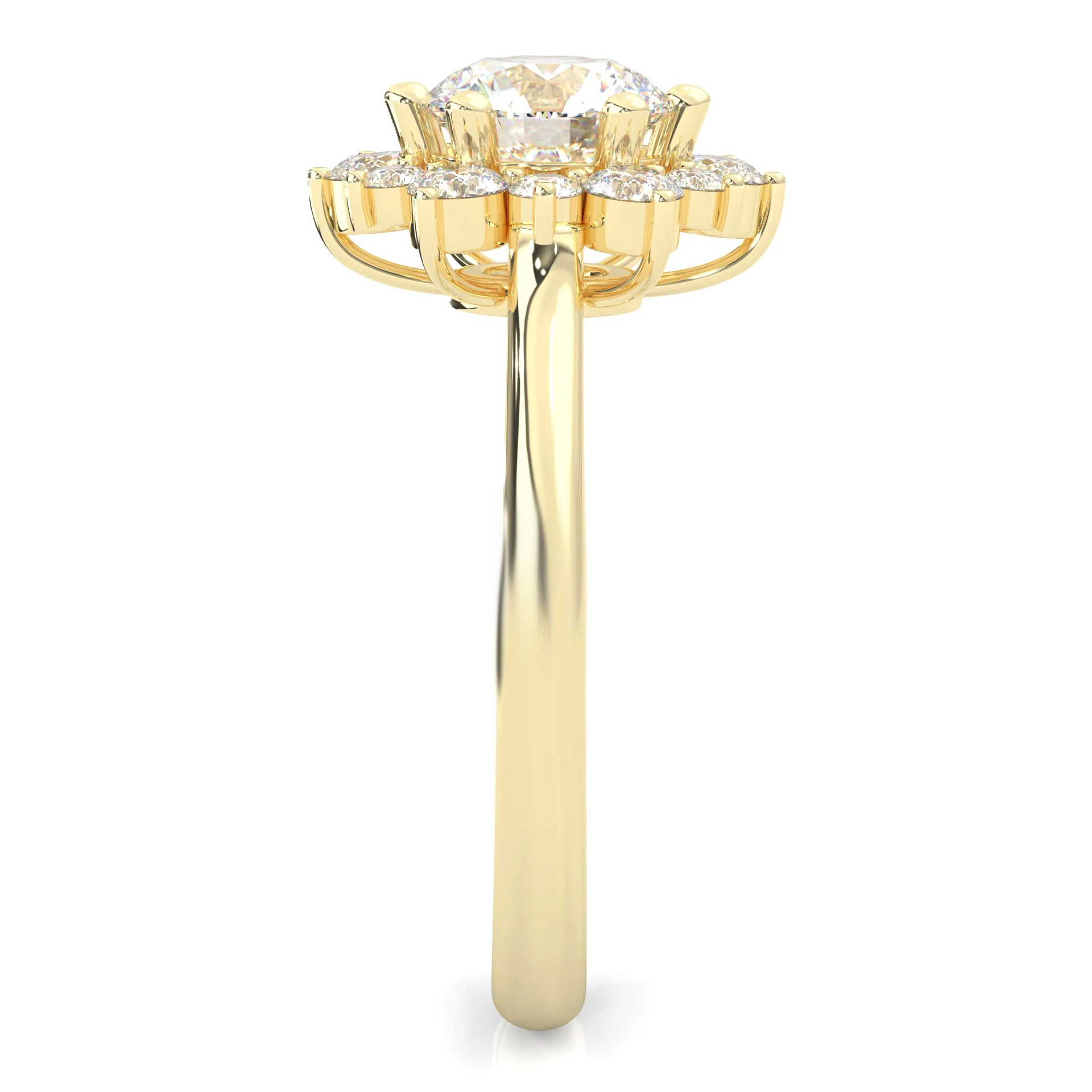 The Starburst Stream Solitaire Engagement Ring  ( Yellow Gold 14k) - Image 4