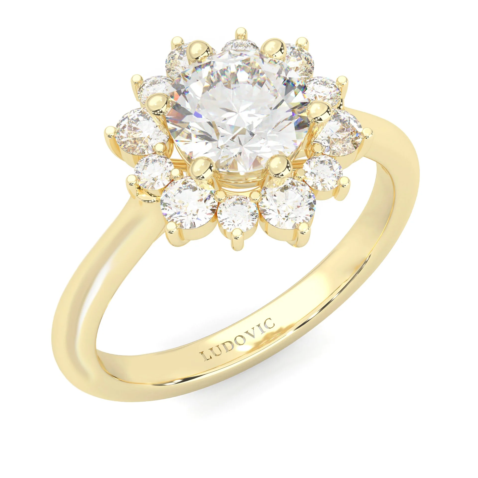 The Starburst Stream Solitaire Engagement Ring  ( Yellow Gold 14k) - Image 6