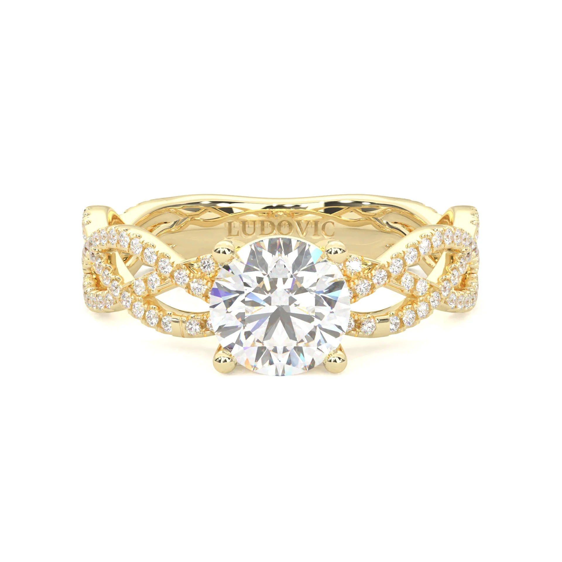 The Tempting Palm Moissanite Engagement Ring ( Yellow Gold 14K )