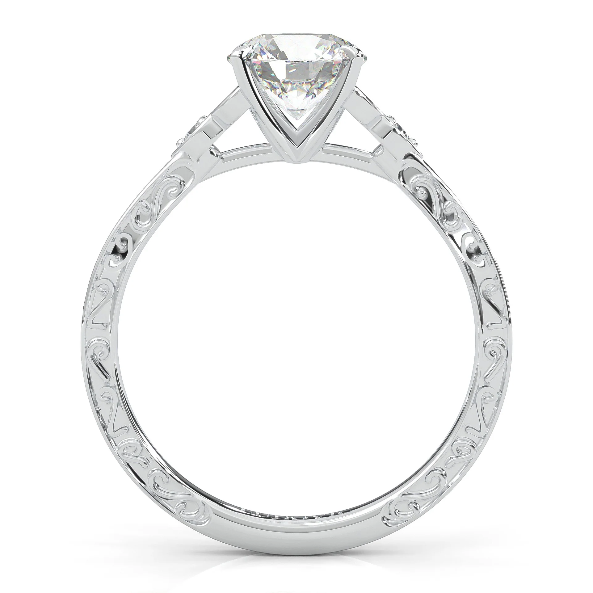 The Vintage Lunar Moissanite Engagement Ring (14k Solid Gold) - Image 4