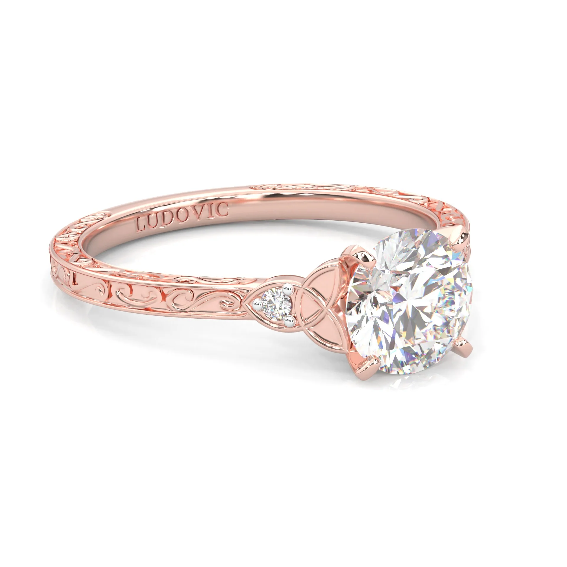 The Vintage Lunar Moissanite Engagement Ring ( Rose Gold 14K ) - Image 3