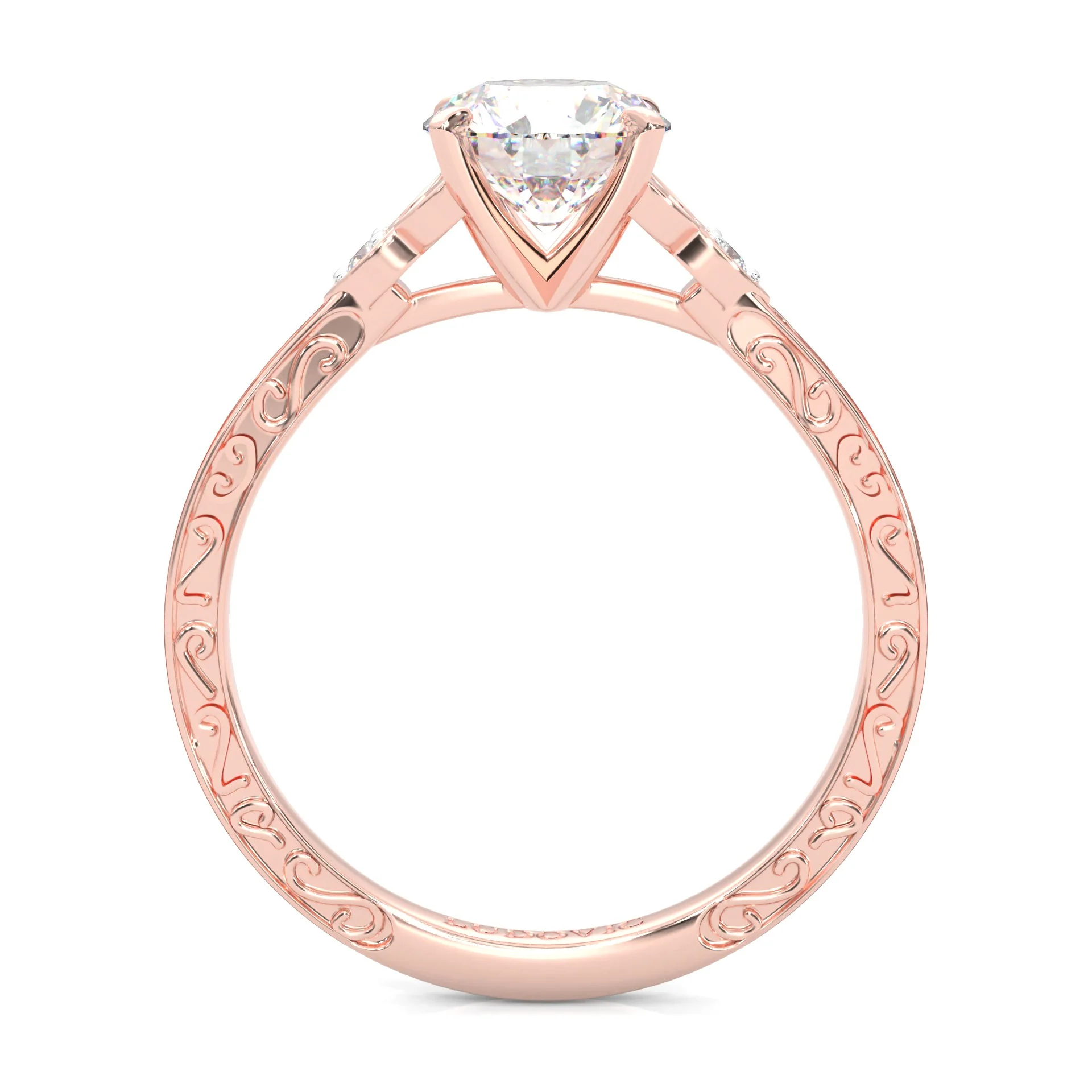 The Vintage Lunar Moissanite Engagement Ring ( Rose Gold 14K ) - Image 6