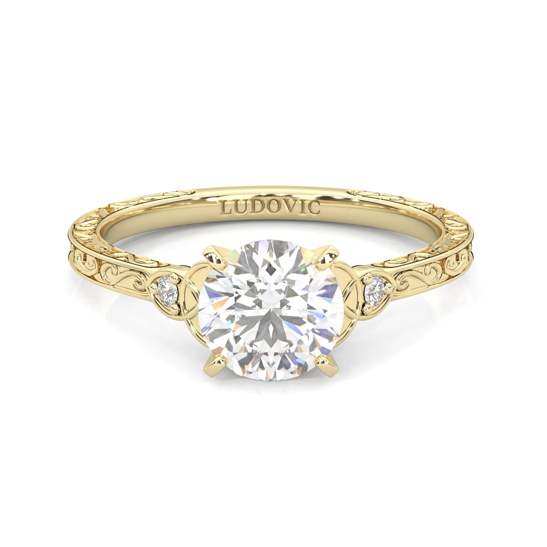 The Vintage Lunar Moissanite Engagement Ring ( Yellow Gold 14K )