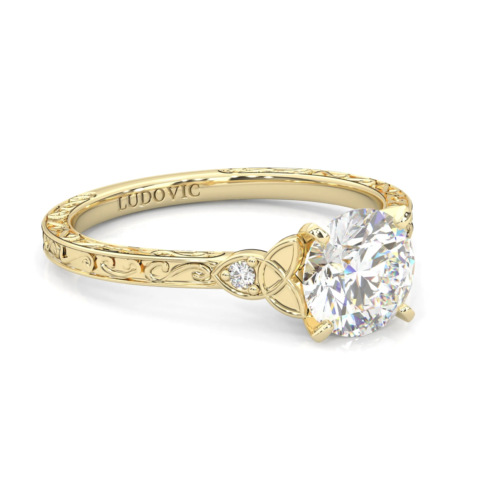 The Vintage Lunar Moissanite Engagement Ring ( Yellow Gold 14K ) - Image 2