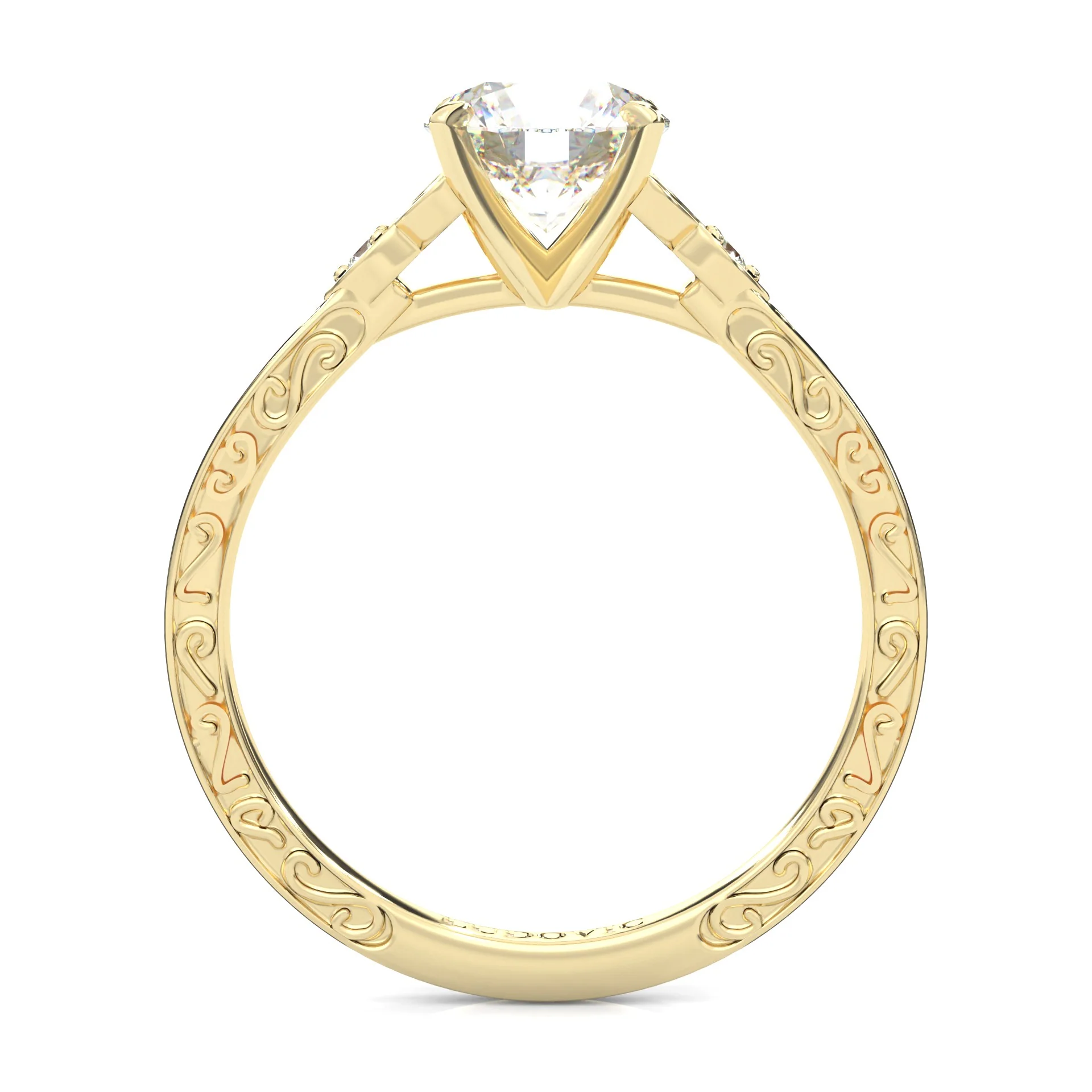 The Vintage Lunar Moissanite Engagement Ring ( Yellow Gold 14K ) - Image 5