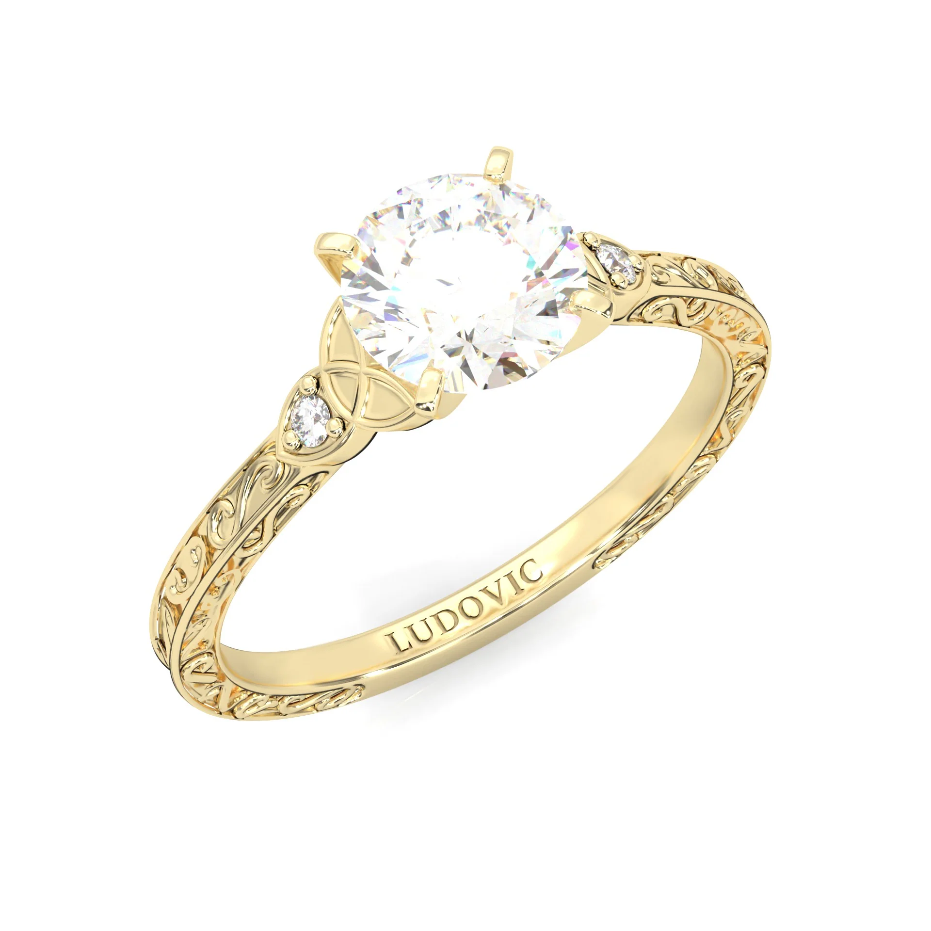 The Vintage Lunar Moissanite Engagement Ring ( Yellow Gold 14K ) - Image 6