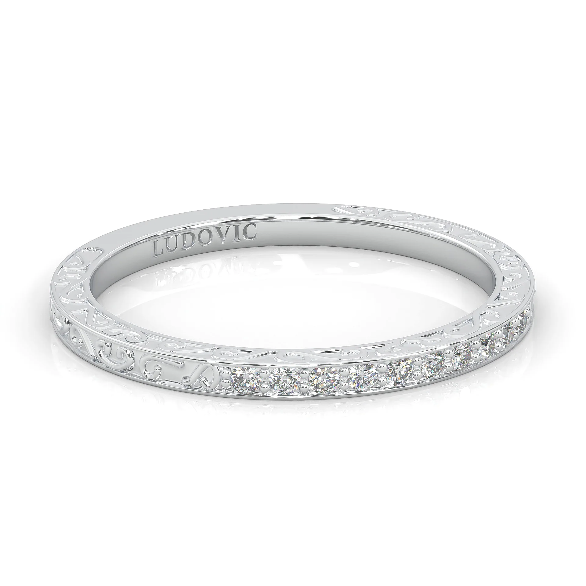 The Vintage Lunar Moissanite Wedding Band - Image 3