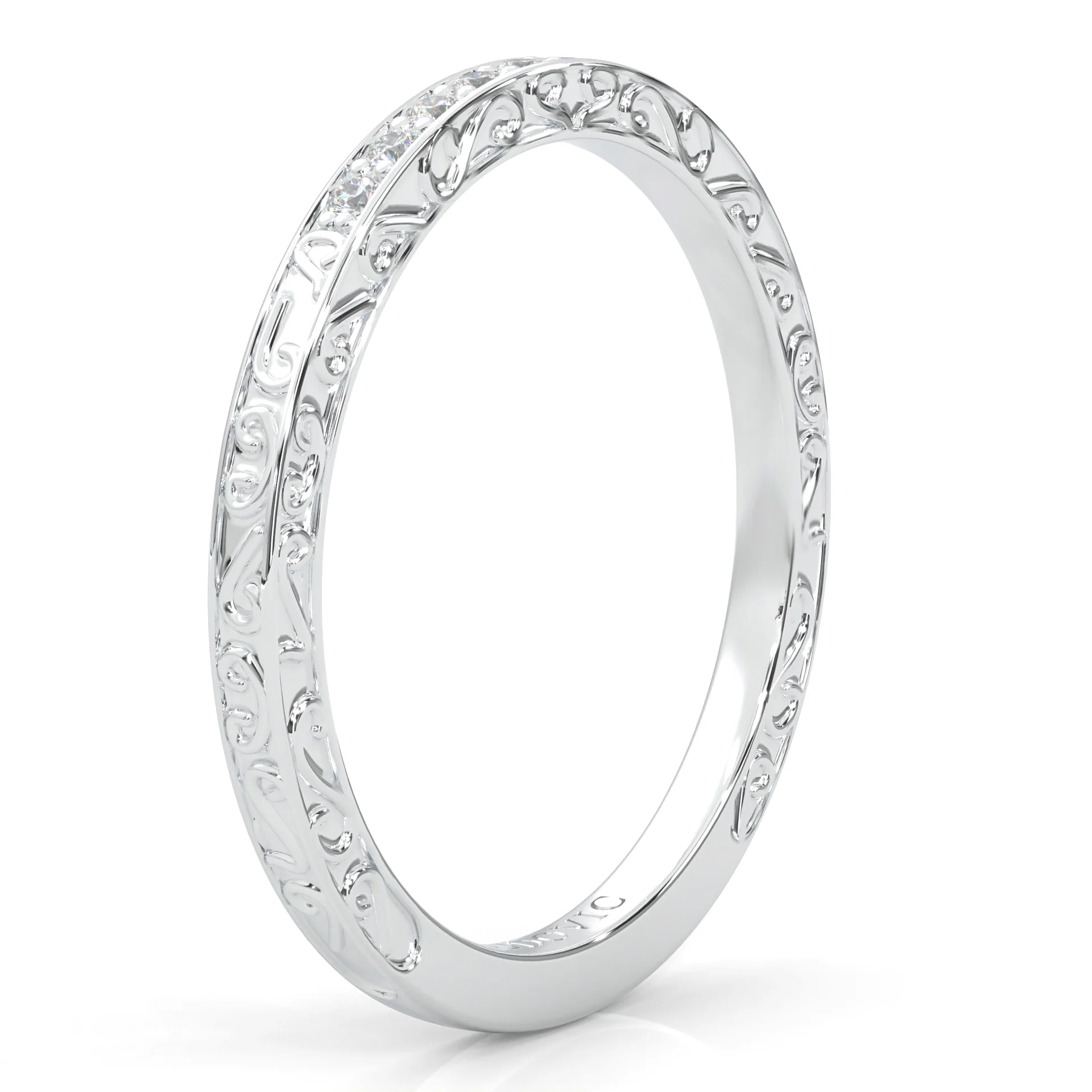 The Vintage Lunar Moissanite Wedding Band - Image 4