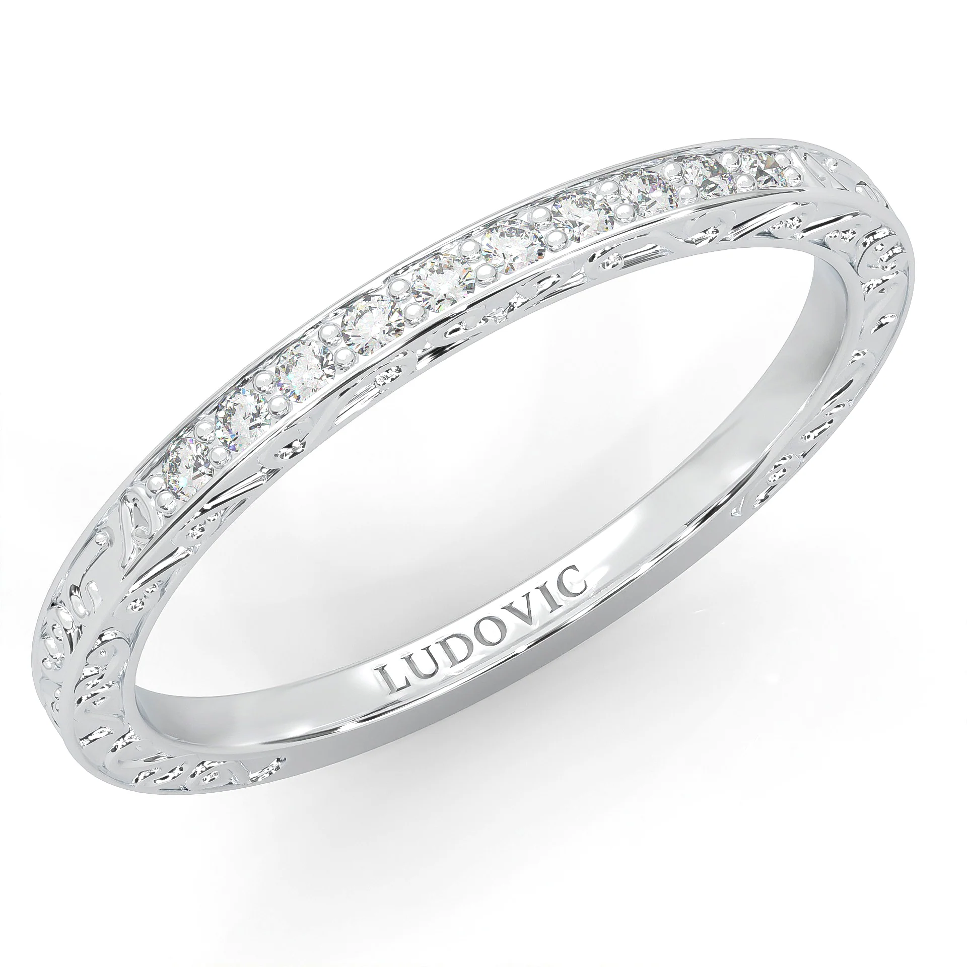 The Vintage Lunar Moissanite Wedding Band - Image 7