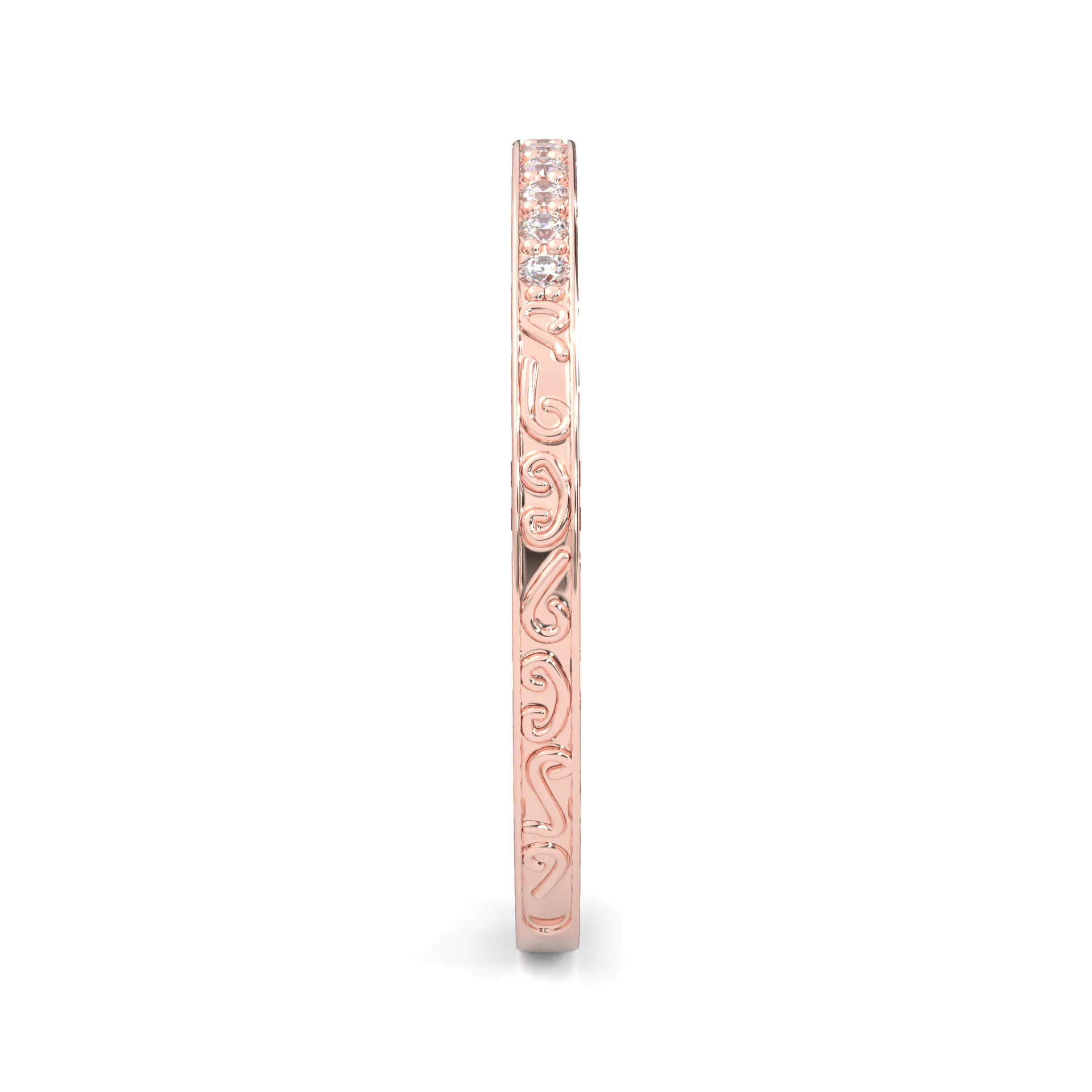 The Vintage Lunar Moissanite Wedding Band ( Rose Gold ) - Image 4