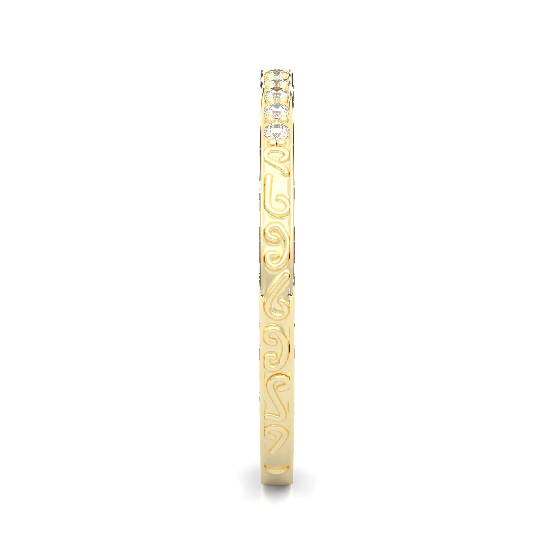The Vintage Lunar Moissanite Wedding Band ( Yellow Gold ) - Image 3
