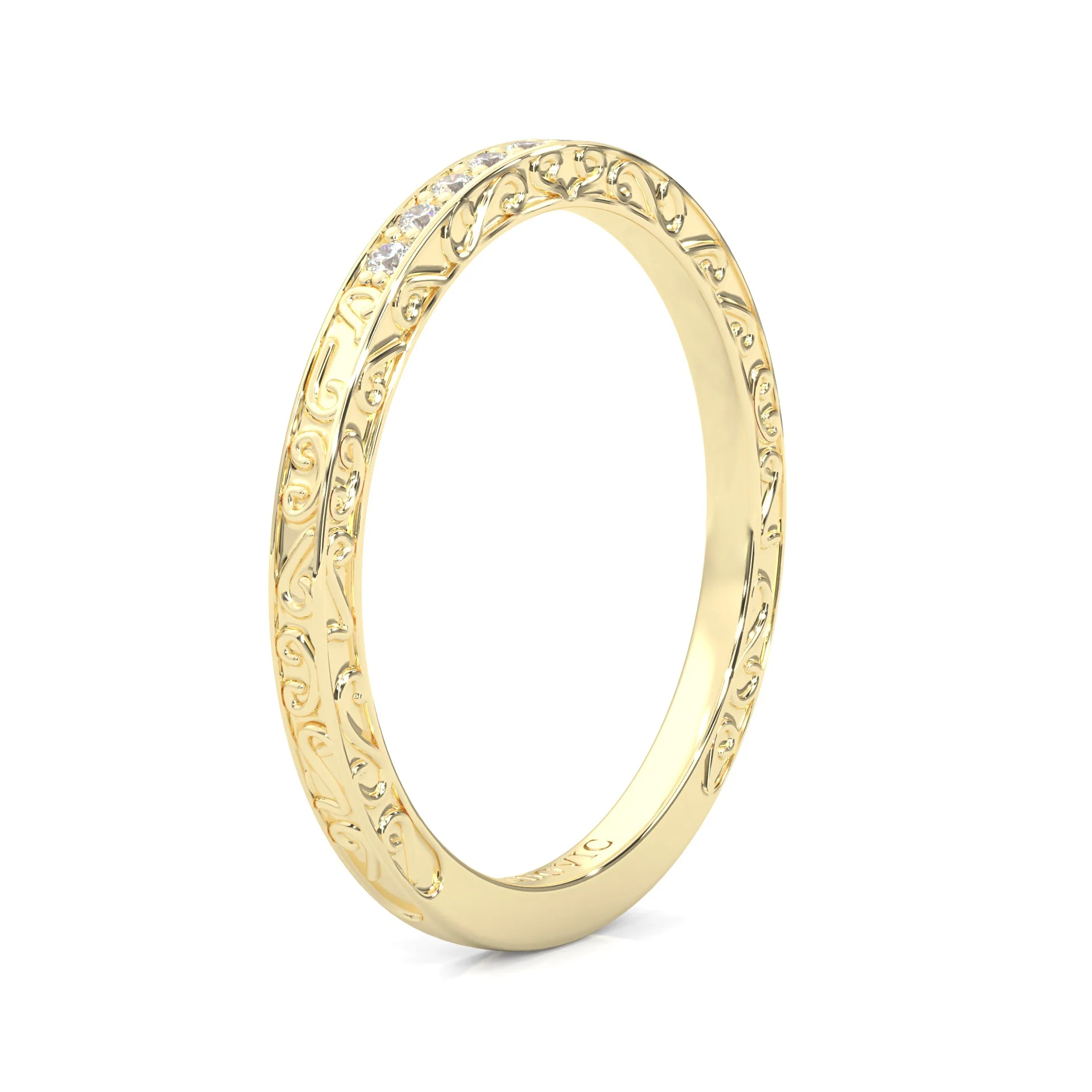 The Vintage Lunar Moissanite Wedding Band ( Yellow Gold ) - Image 4