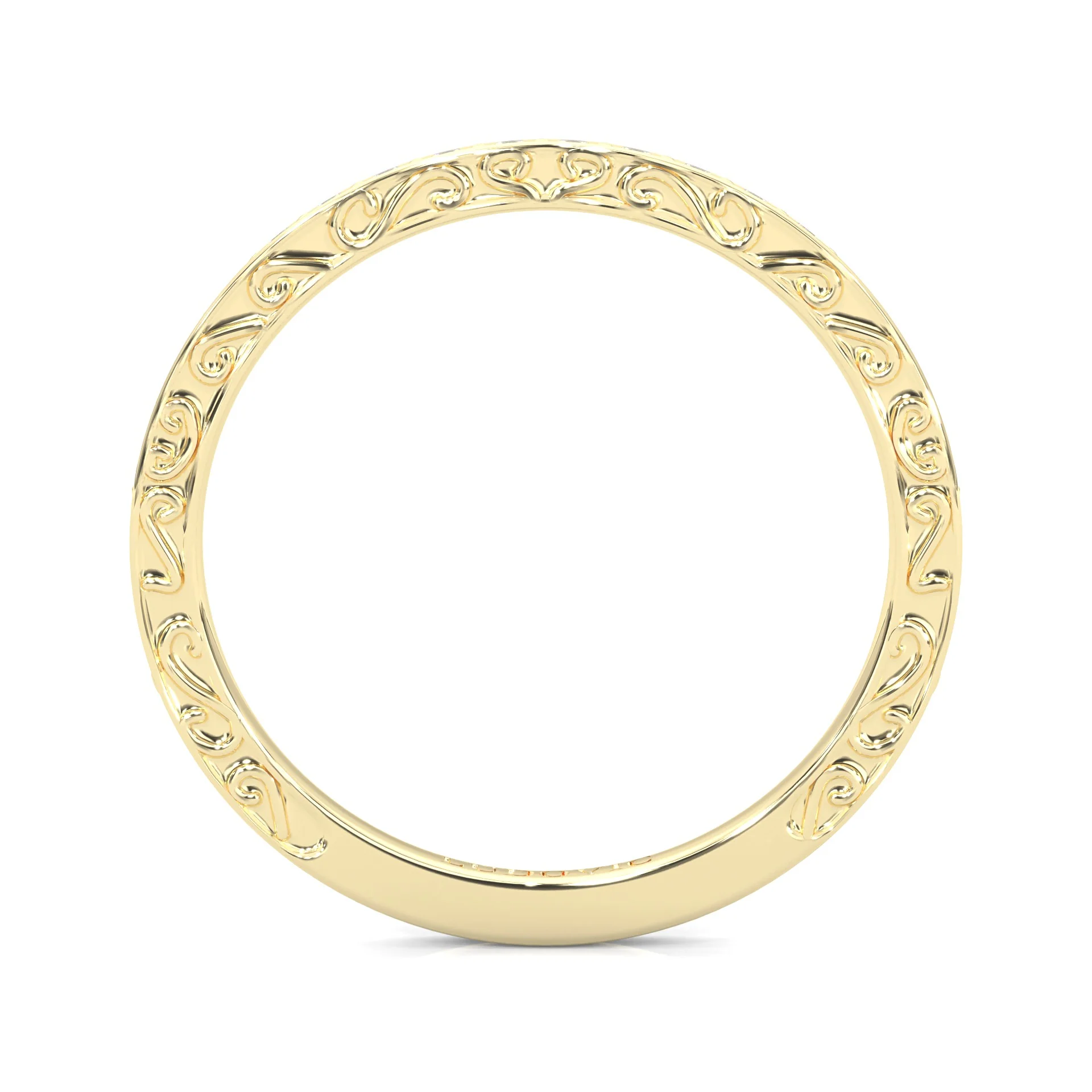The Vintage Lunar Moissanite Wedding Band ( Yellow Gold ) - Image 5