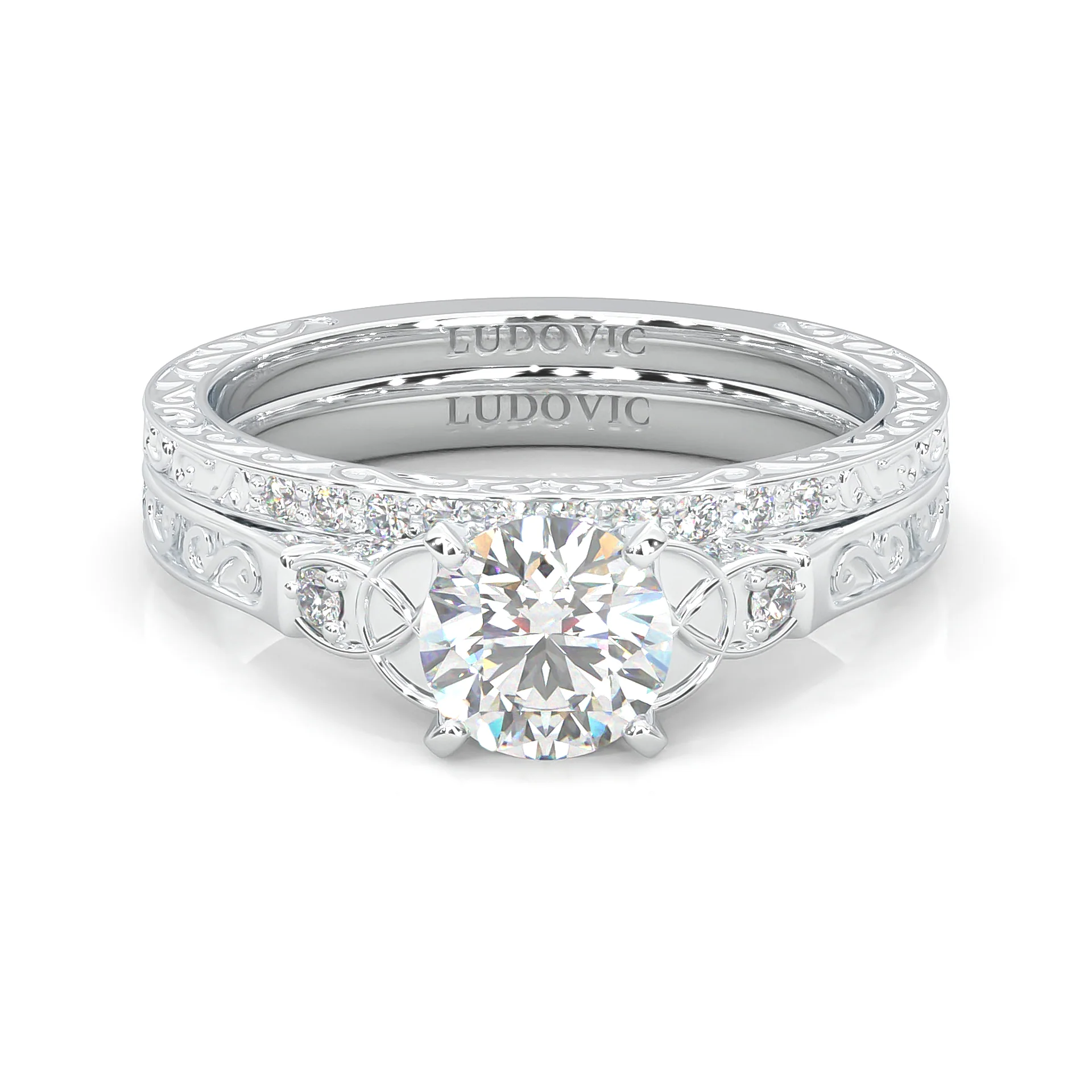 The Vintage Lunar Moissanite Wedding Set