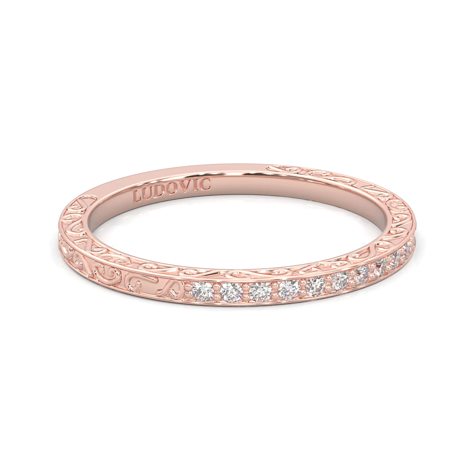 The Vintage Lunar Moissanite Wedding Set (14k Solid Rose Gold) - Image 10