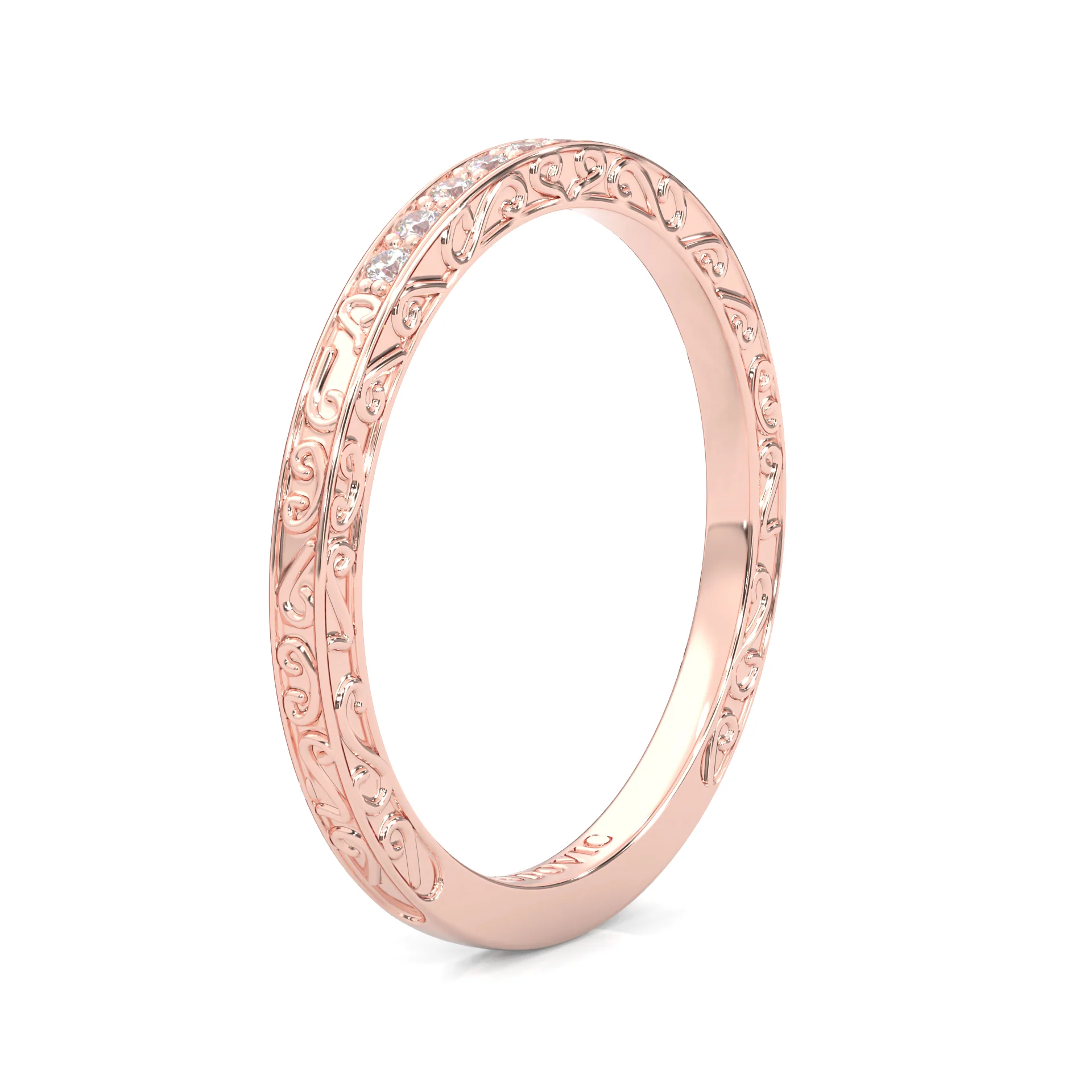 The Vintage Lunar Moissanite Wedding Set (14k Solid Rose Gold) - Image 12