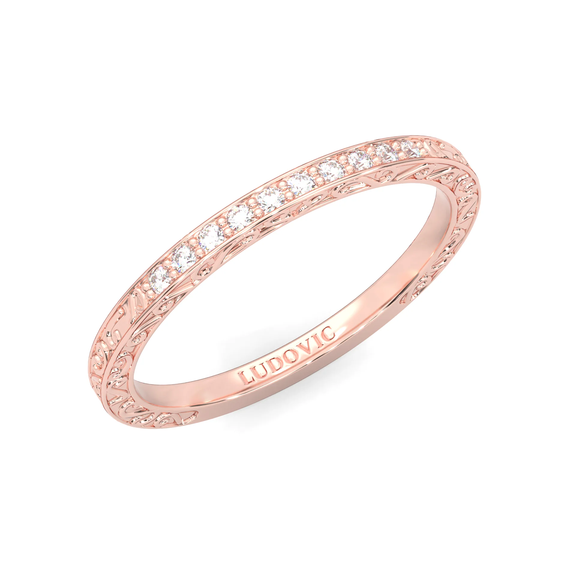 The Vintage Lunar Moissanite Wedding Set (14k Solid Rose Gold) - Image 14