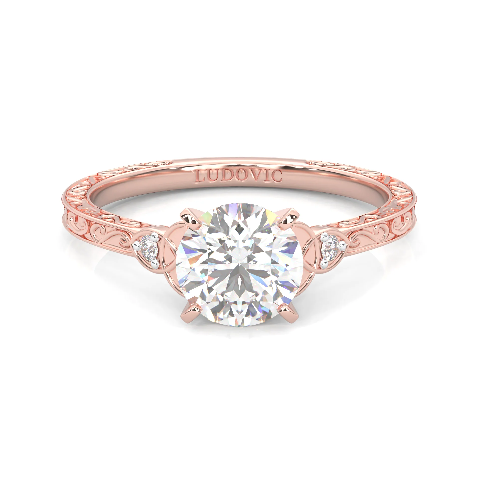 The Vintage Lunar Moissanite Wedding Set (14k Solid Rose Gold) - Image 3
