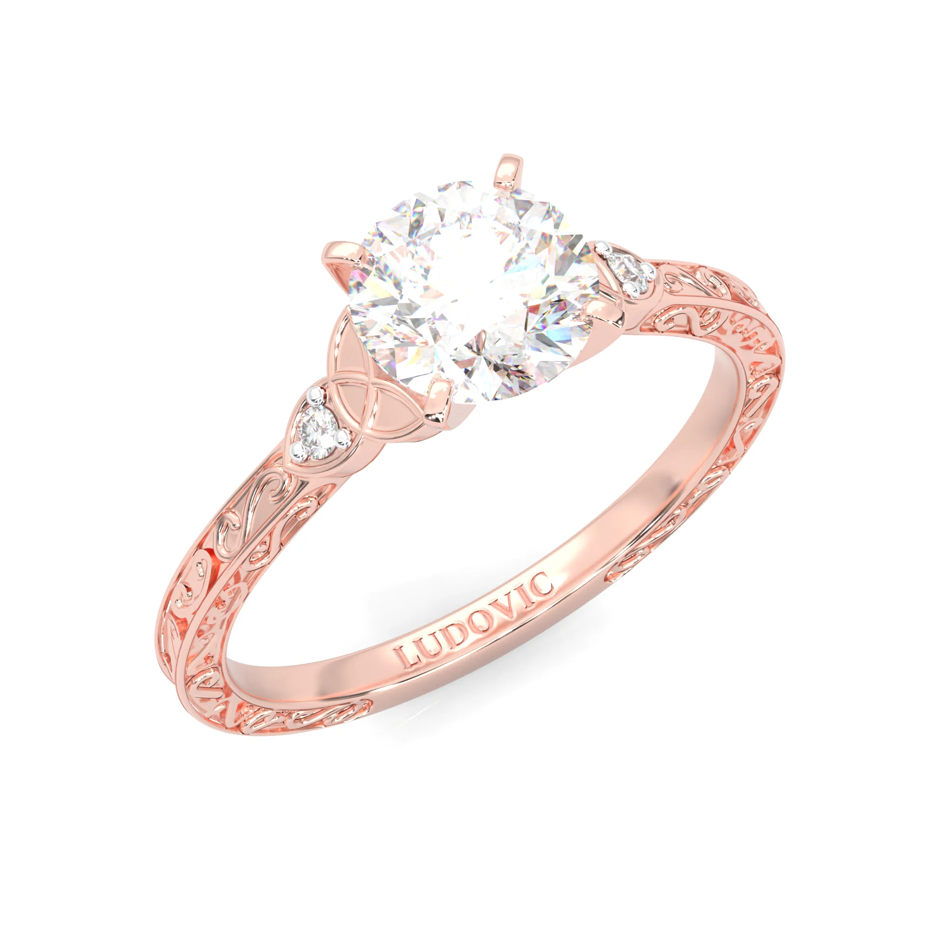 The Vintage Lunar Moissanite Wedding Set (14k Solid Rose Gold) - Image 8