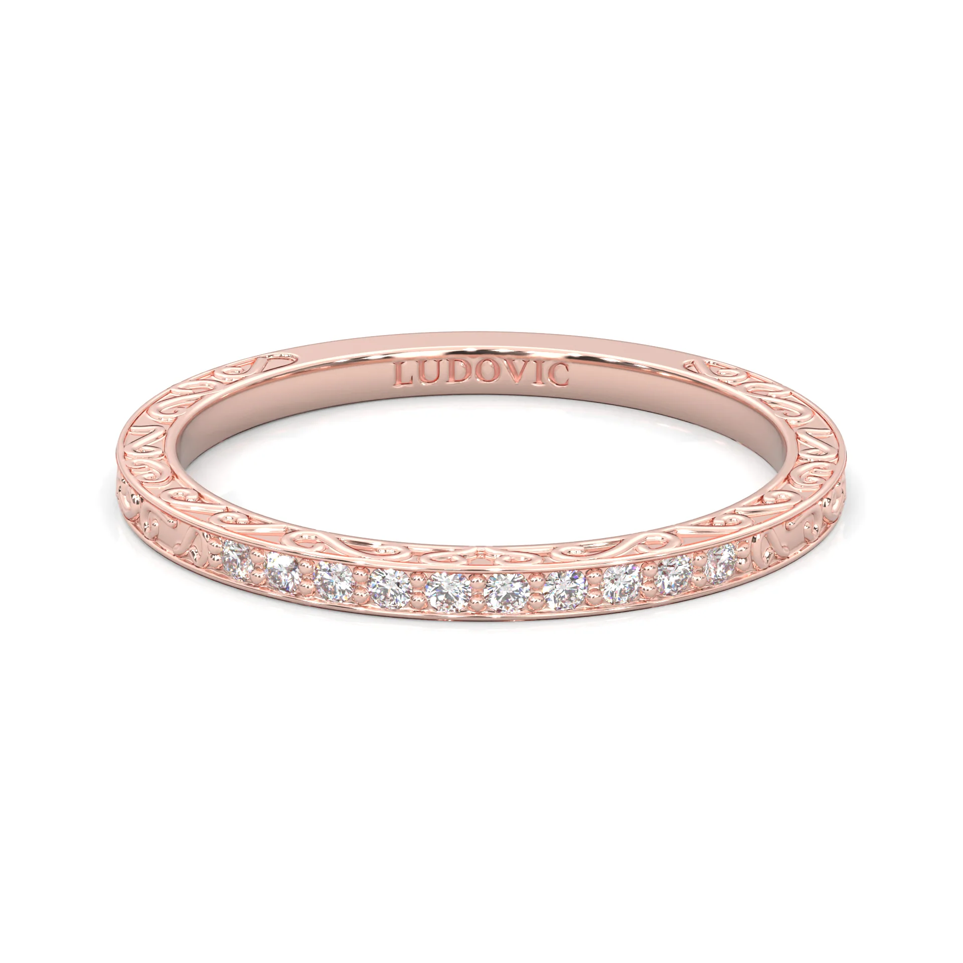 The Vintage Lunar Moissanite Wedding Set (14k Solid Rose Gold) - Image 9