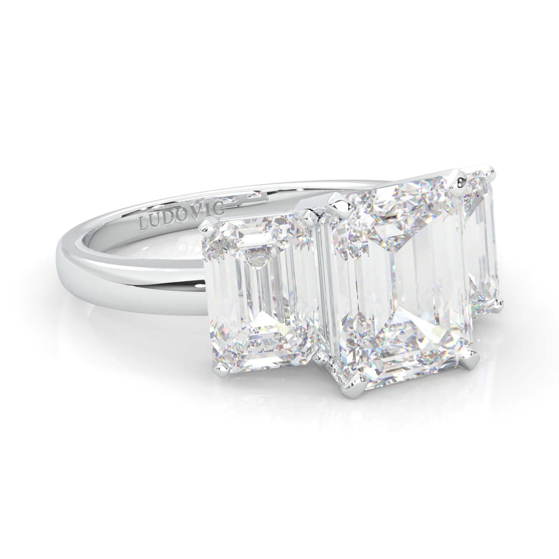Three-Stone Emerald Cut Lab-Grown Diamond Ring (14k Solid Gold) - Image 3