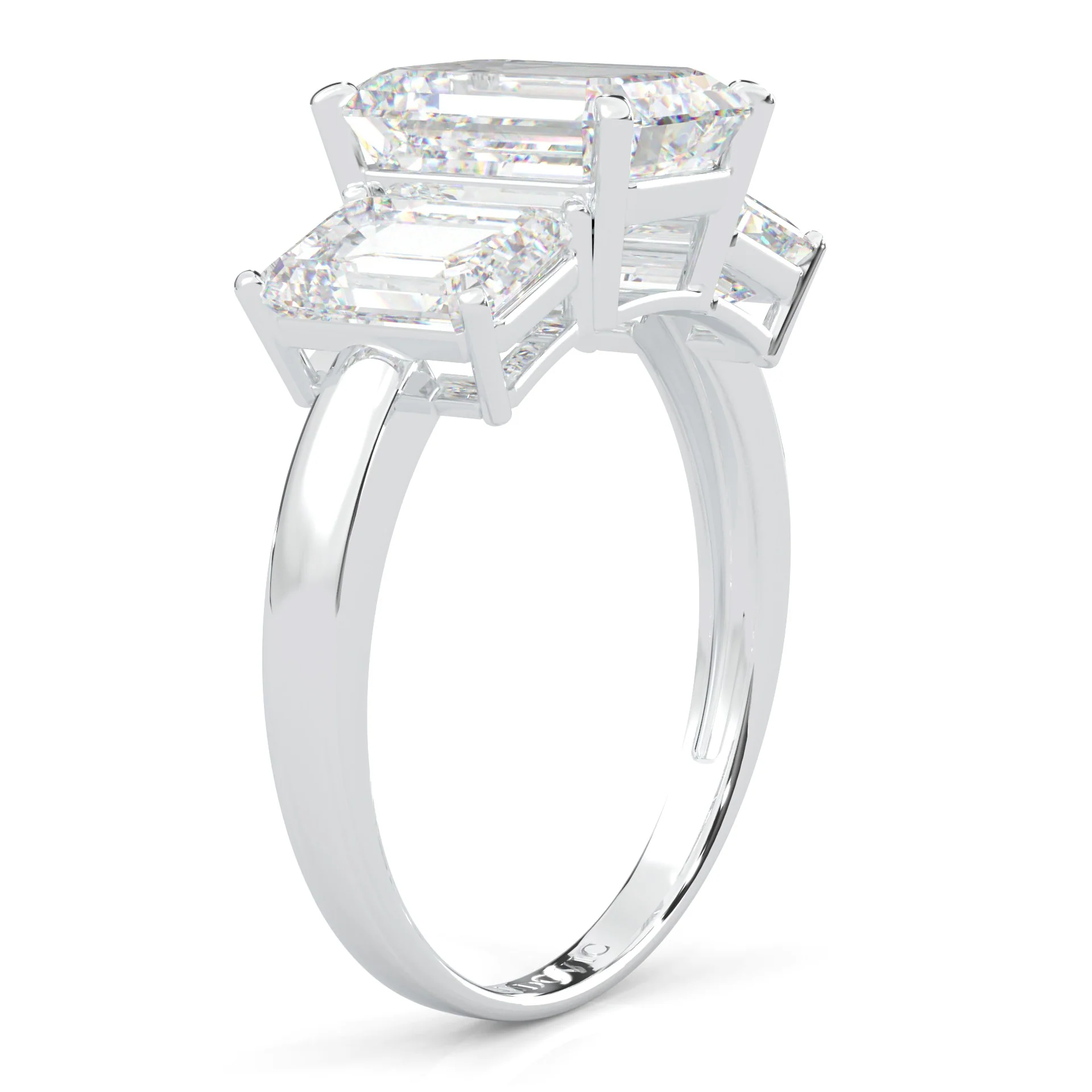 Three-Stone Emerald Cut Lab-Grown Diamond Ring (14k Solid Gold) - Image 4