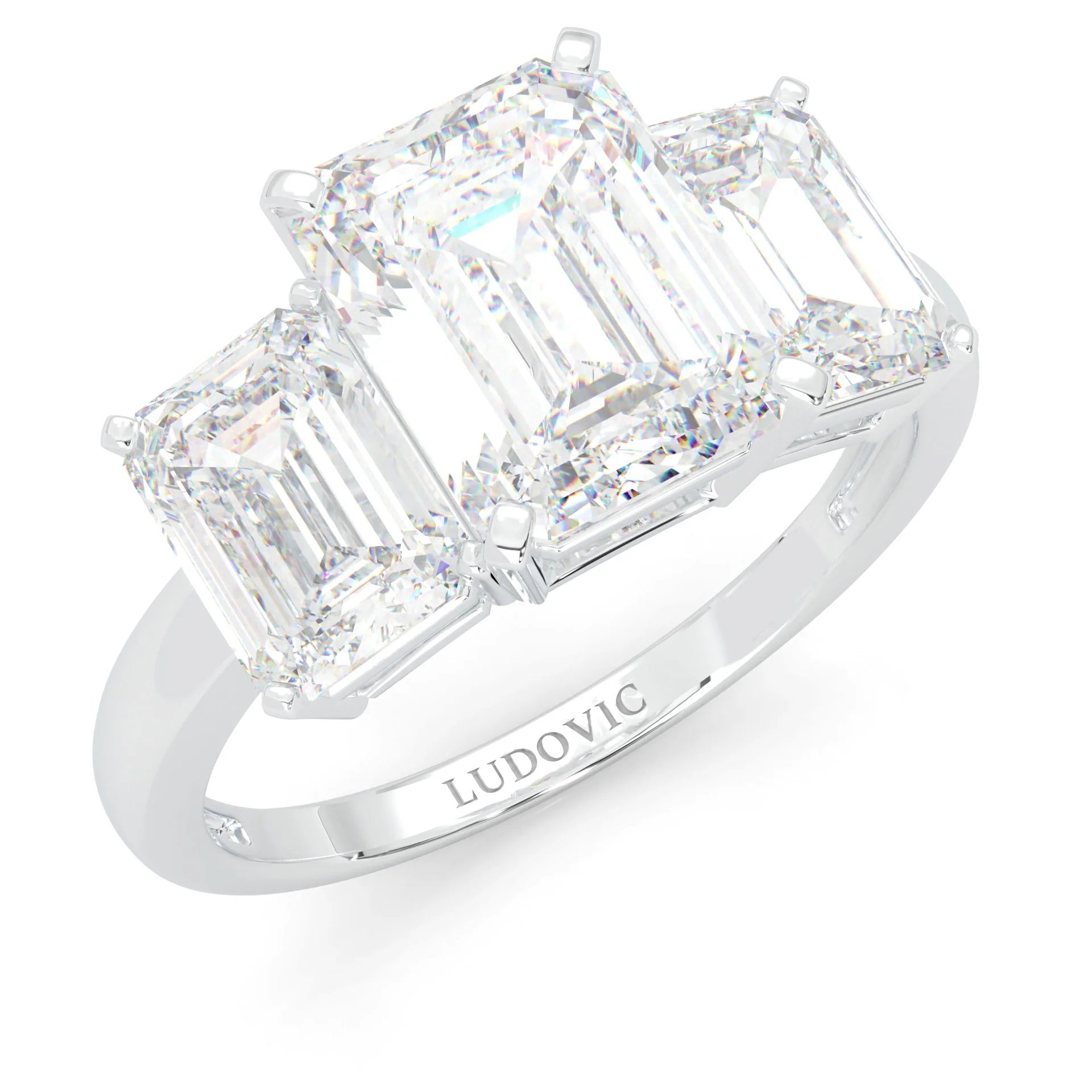 Three-Stone Emerald Cut Lab-Grown Diamond Ring (14k Solid Gold) - Image 5