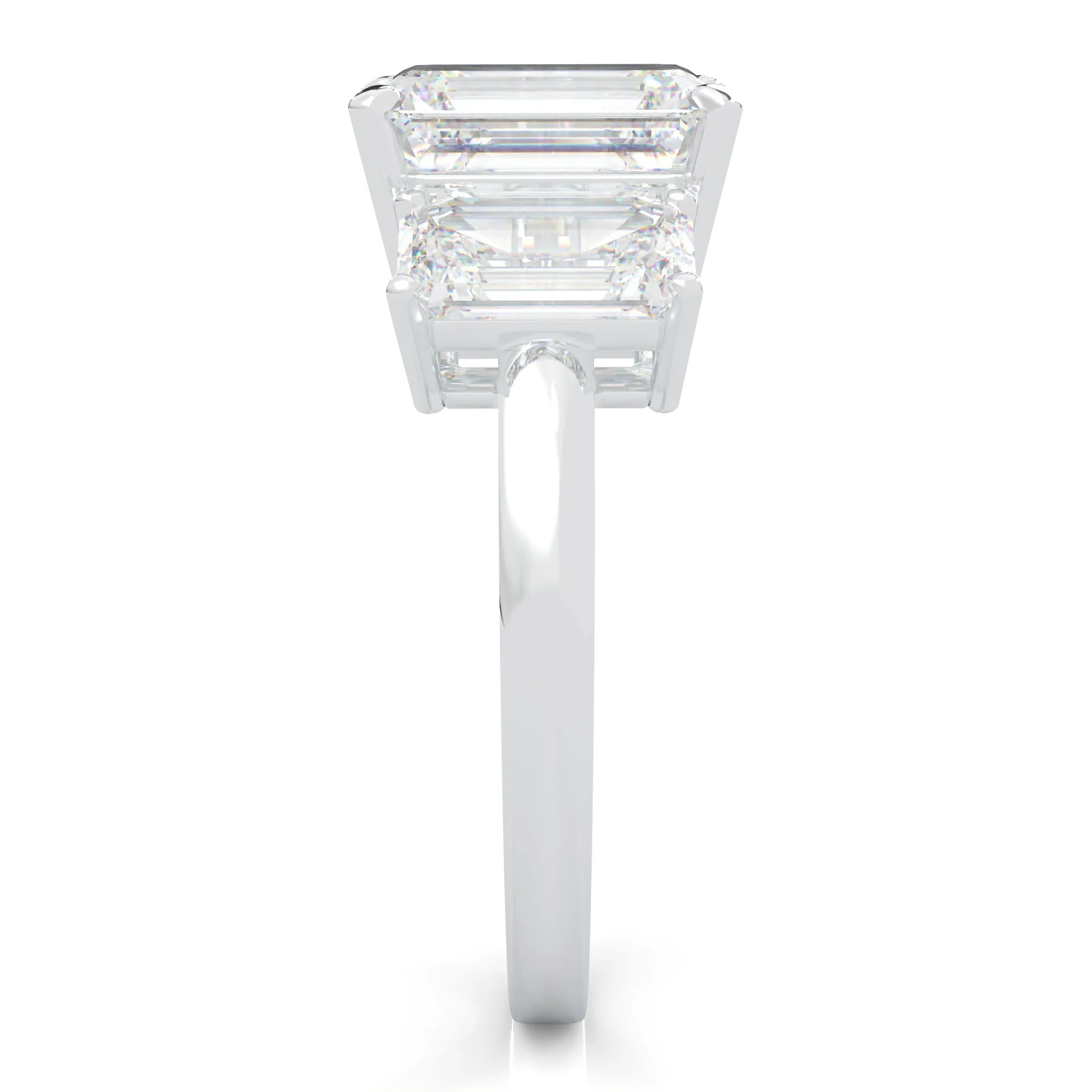 Three-Stone Emerald Cut Lab-Grown Diamond Ring (14k Solid Gold) - Image 6