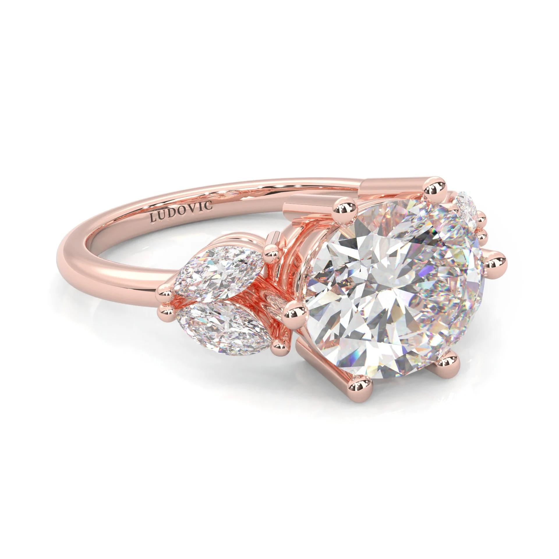 Trinelle Moissanite Engagement Ring ( Rose Gold 14K ) - Image 3