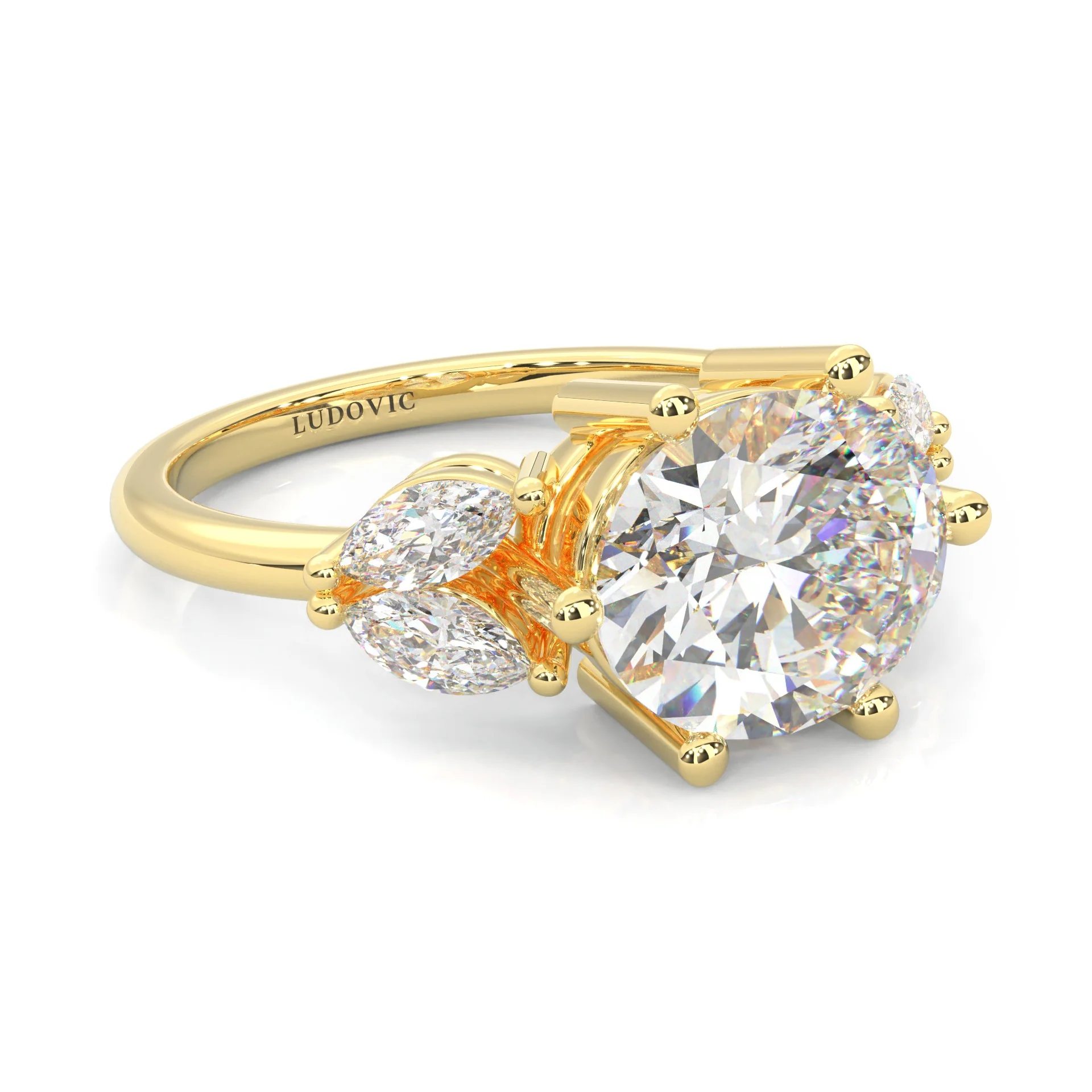 Trinelle Moissanite Engagement Ring ( Yellow Gold 14K ) - Image 3