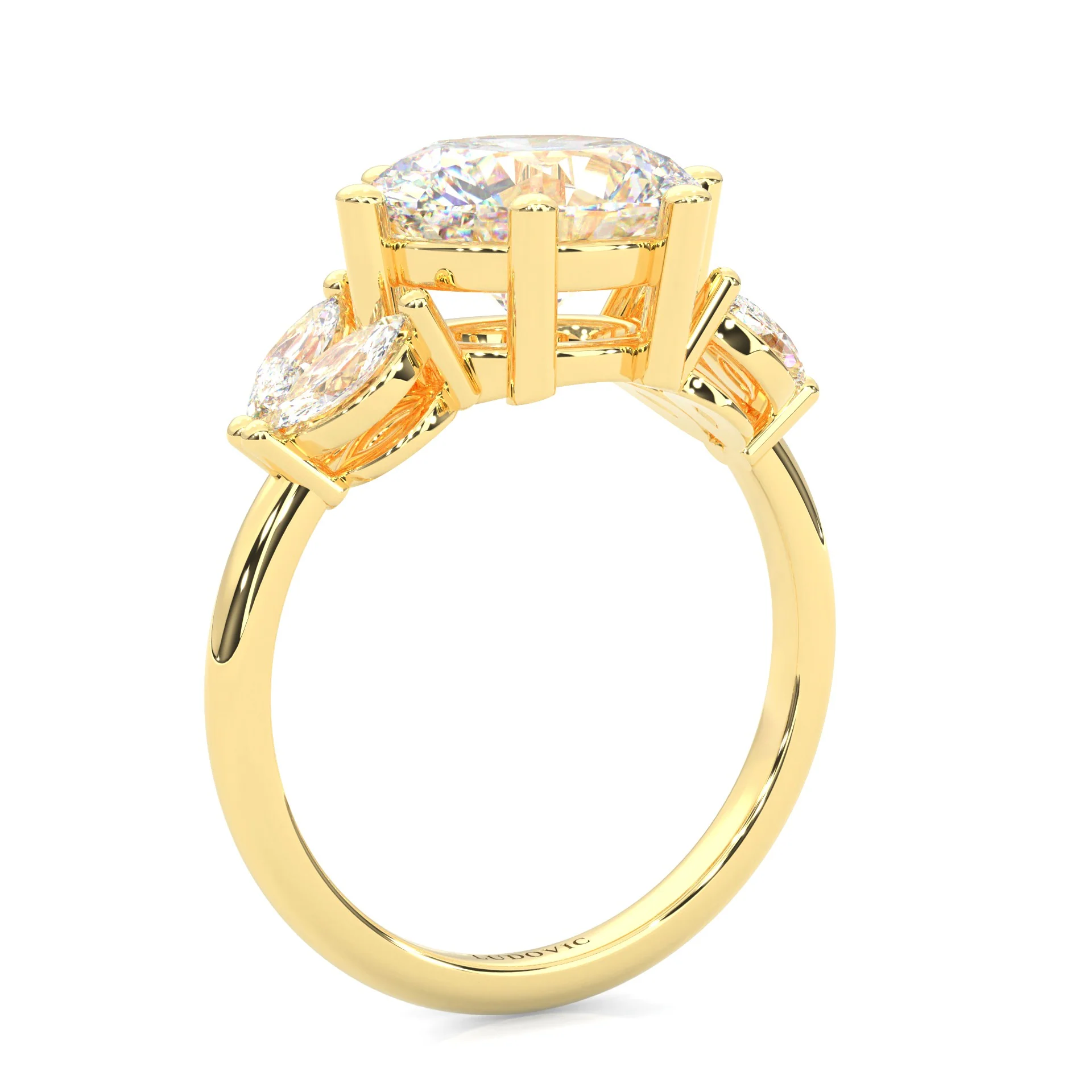 Trinelle Moissanite Engagement Ring ( Yellow Gold 14K ) - Image 5