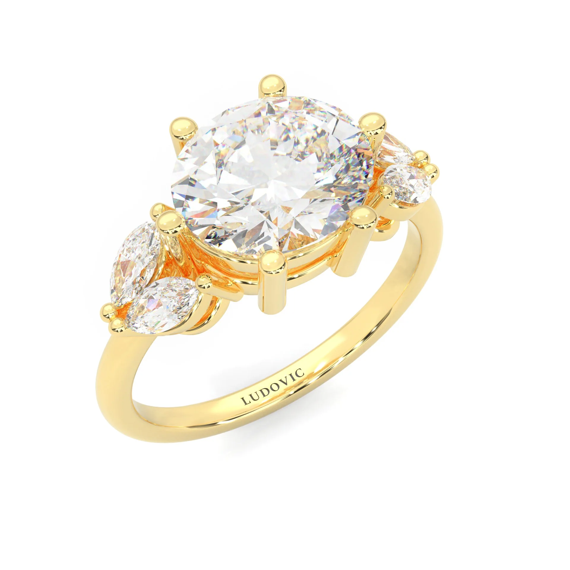 Trinelle Moissanite Engagement Ring ( Yellow Gold 14K ) - Image 6