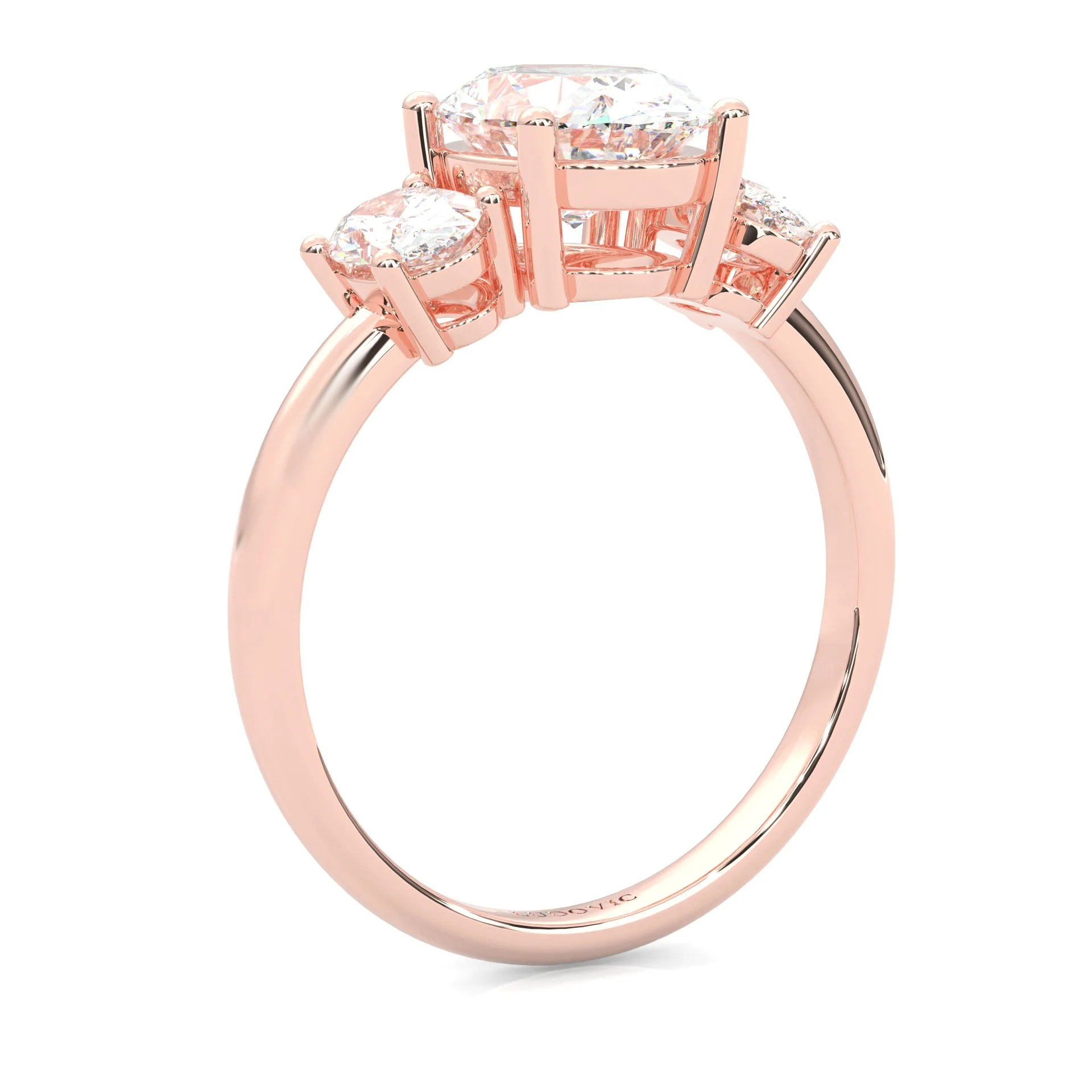 Trinité d’Amour Moissanite Engagement Ring (Rose 14k Solid Gold) - Image 5