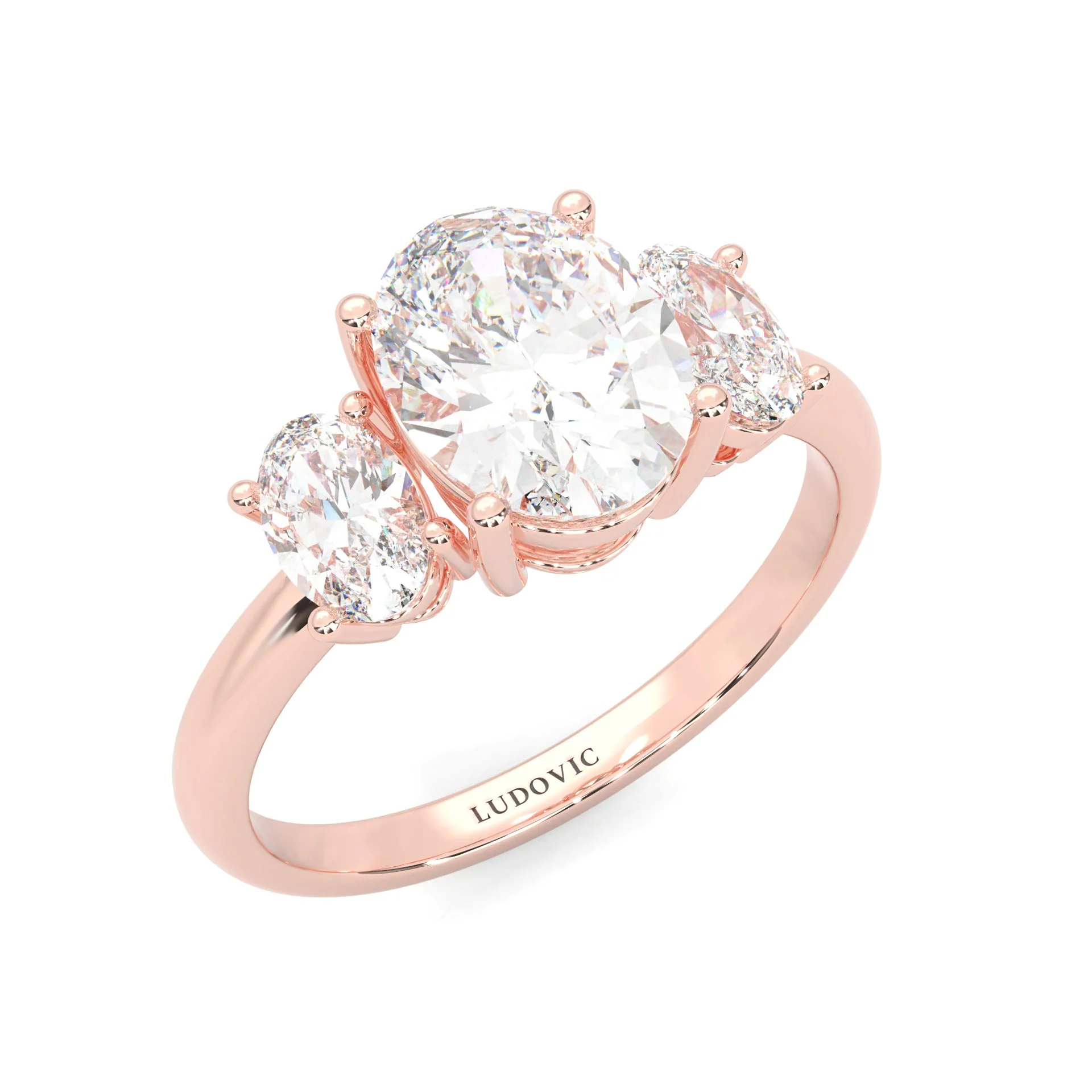 Trinité d’Amour Moissanite Engagement Ring (Rose 14k Solid Gold) - Image 6
