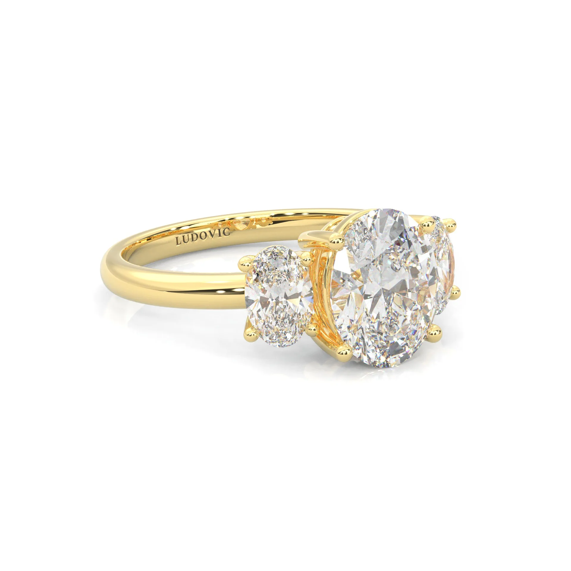 Trinité d’Amour Moissanite Engagement Ring (Yellow 14k Solid Gold) - Image 3