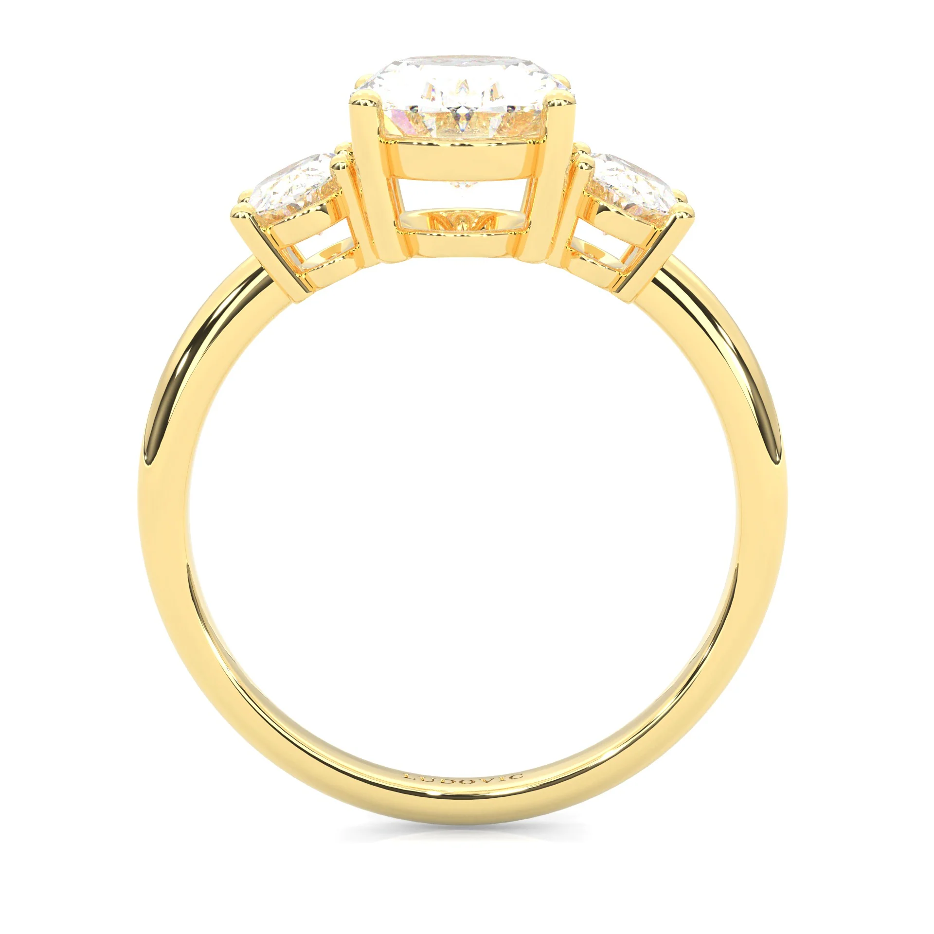Trinité d’Amour Moissanite Engagement Ring (Yellow 14k Solid Gold) - Image 4